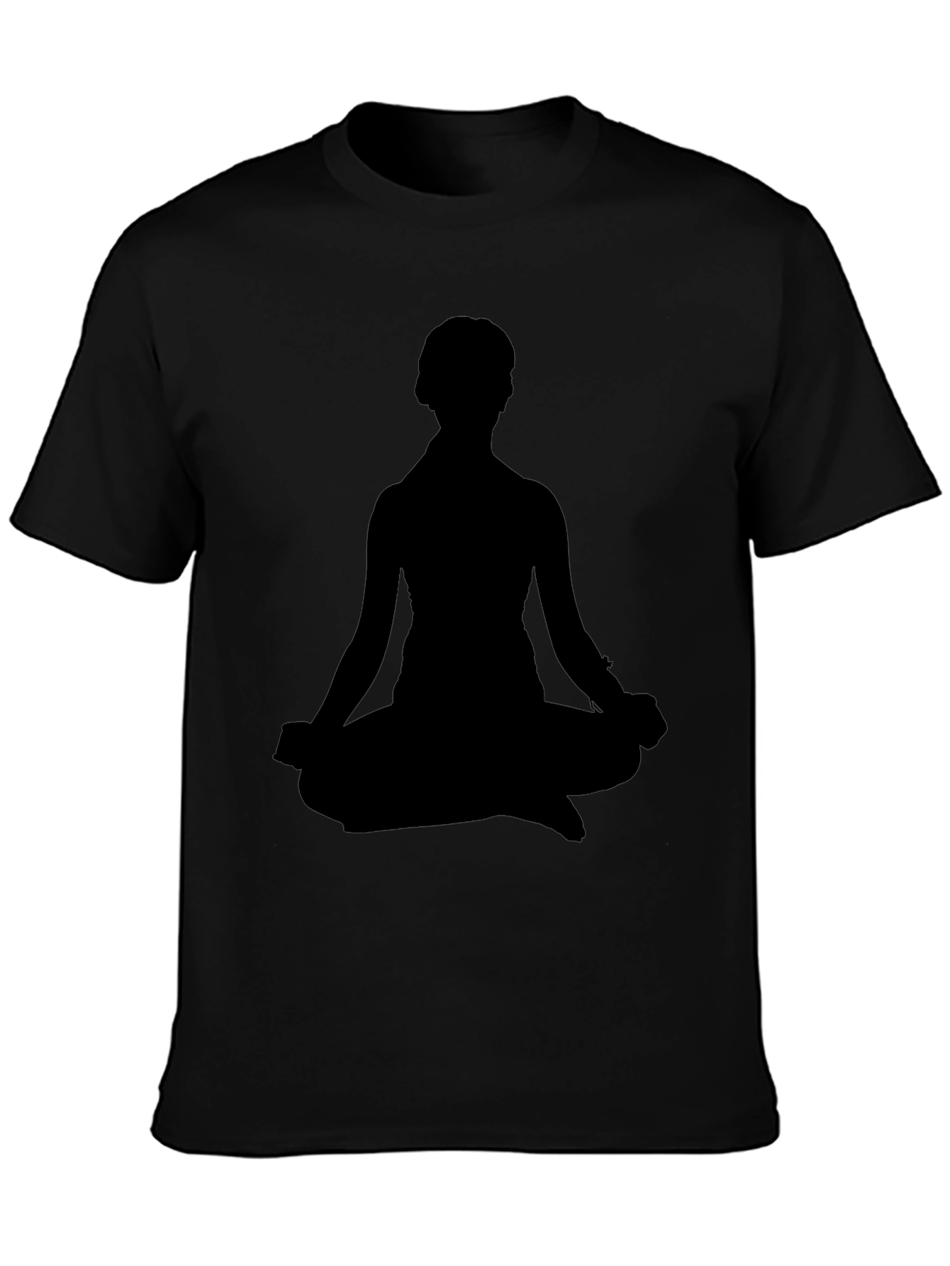 Mens Black T-Shirt - Meditating Silhouette Design