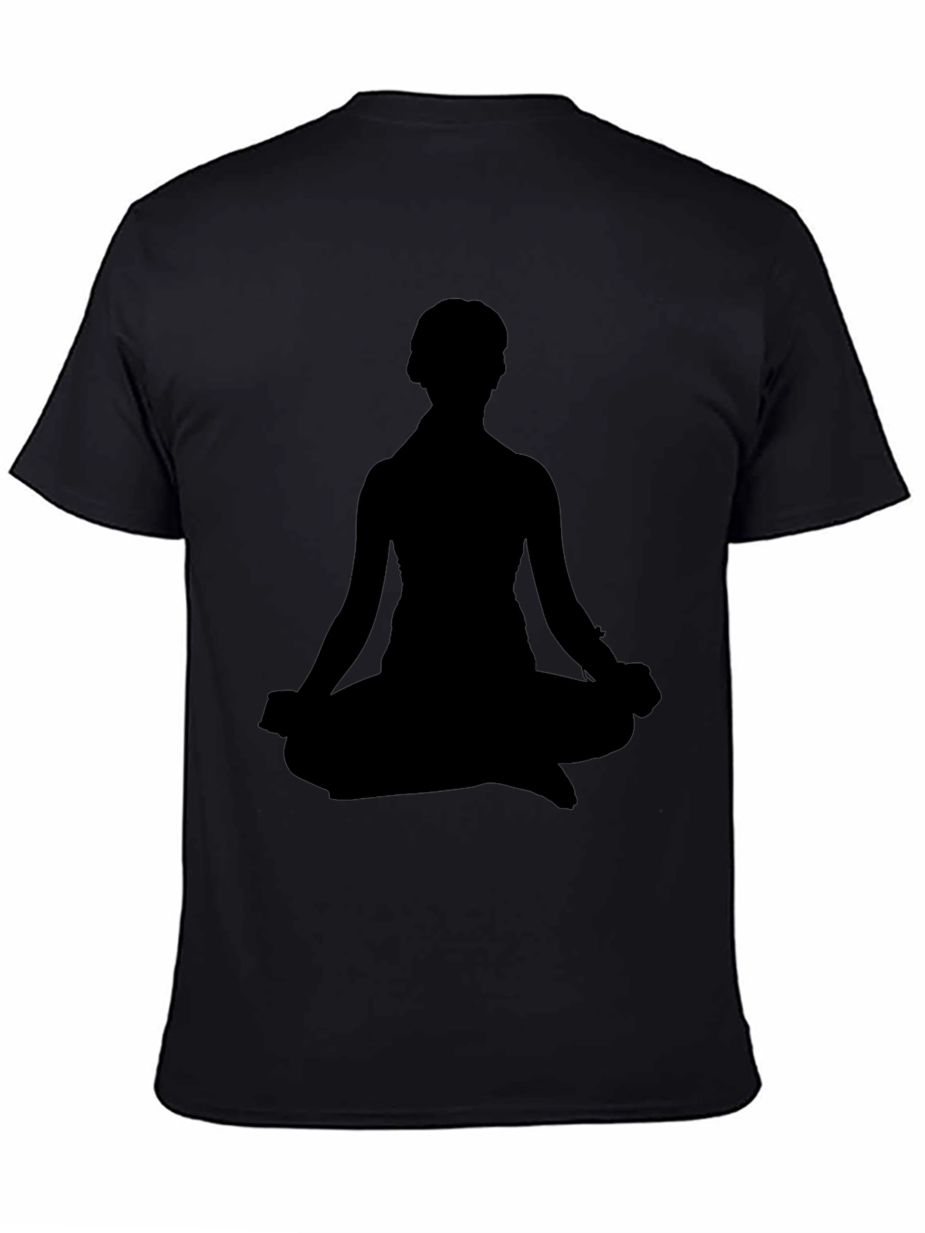 Mens Black T-Shirt - Meditating Silhouette Design