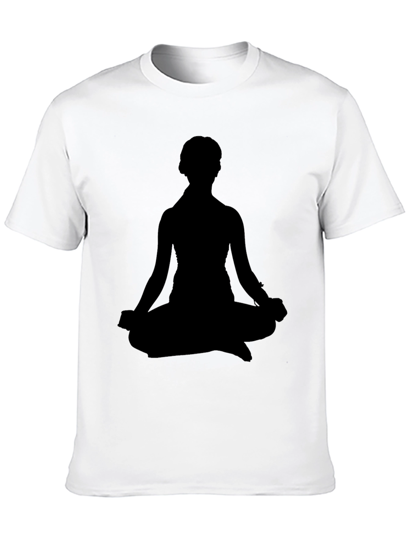 Mens Black T-Shirt - Meditating Silhouette Design