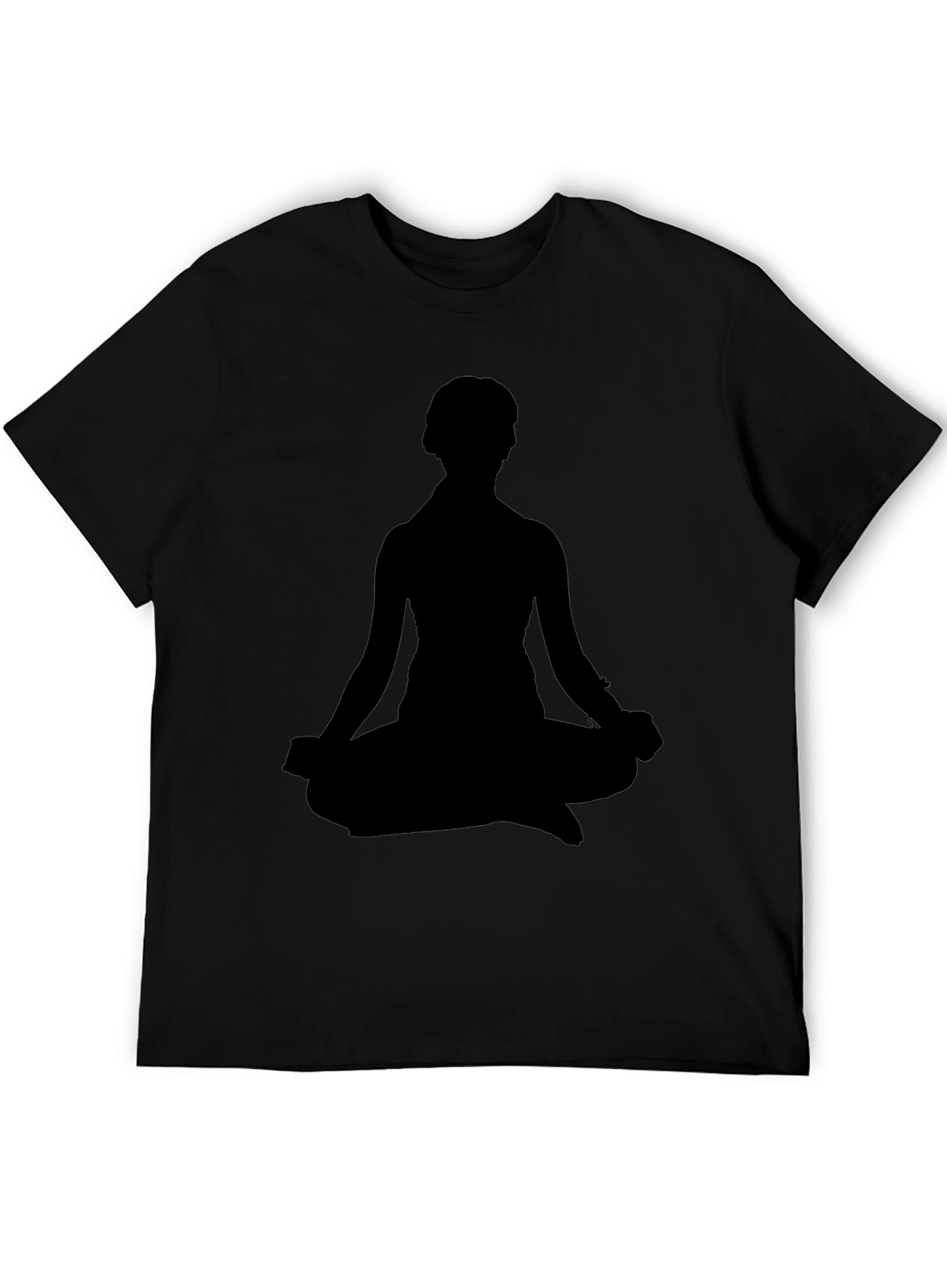 Mens Black T-Shirt - Meditating Silhouette Design