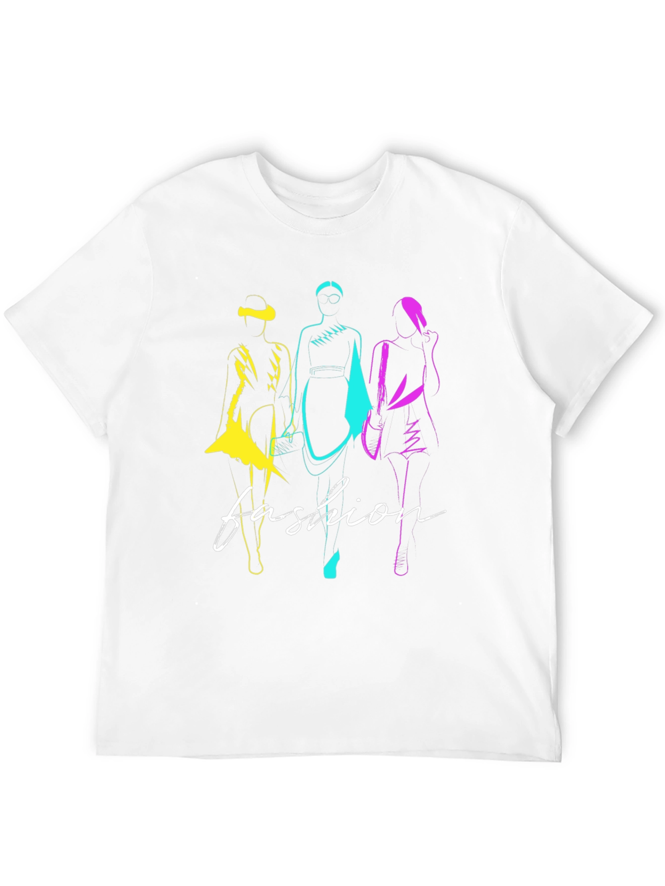 Fashion Sketch Graphic T-Shirt - Stylish Black Tee