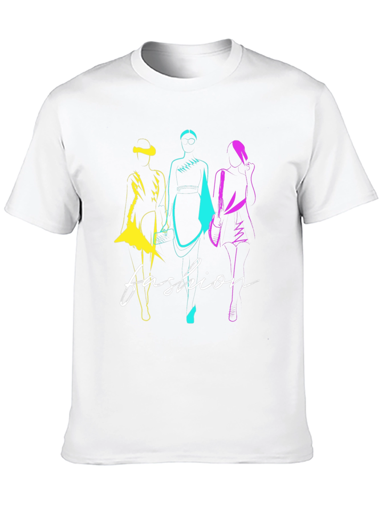 Fashion Sketch Graphic T-Shirt - Stylish Black Tee