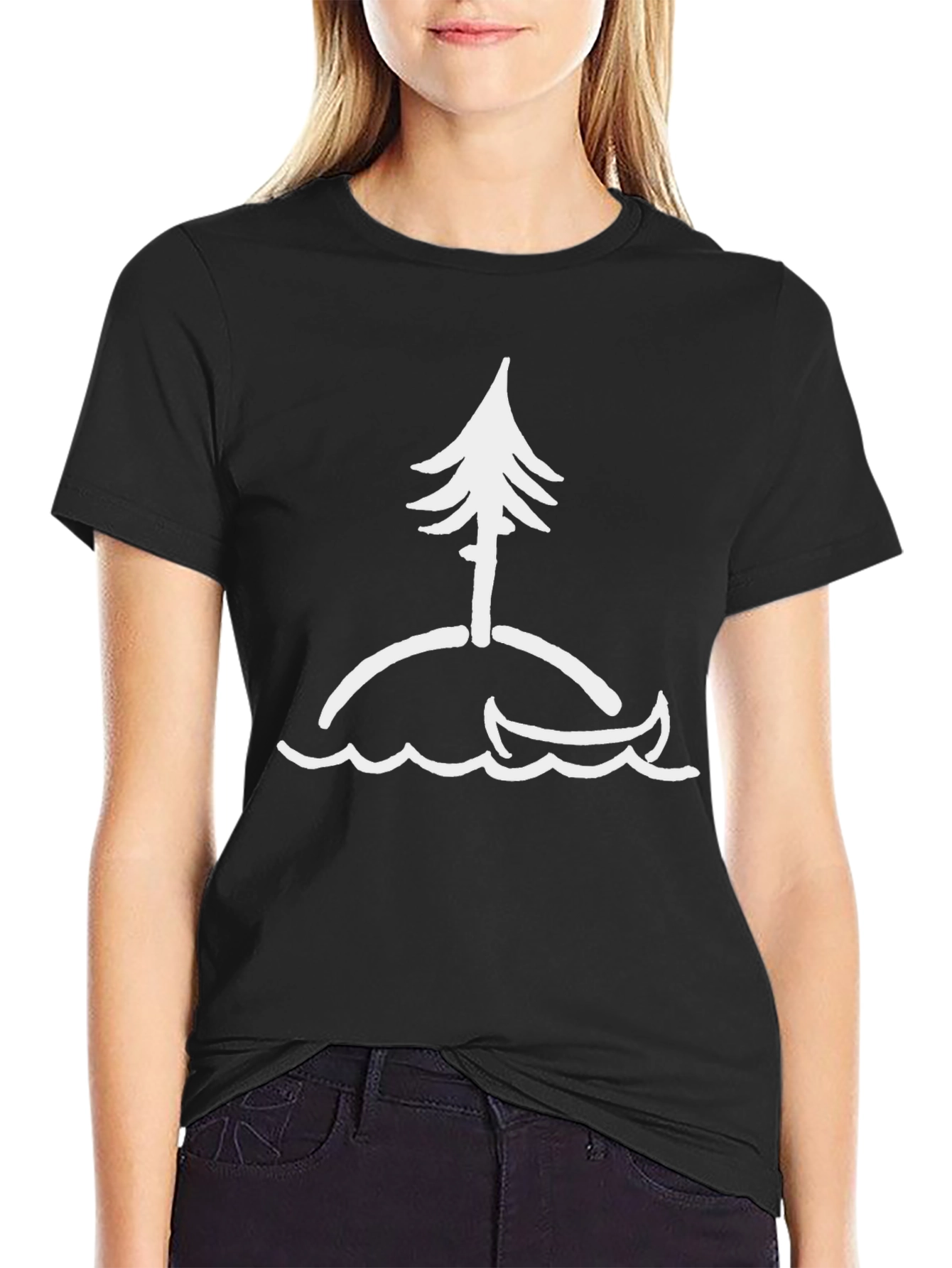 Island Adventure T-Shirt - Canoe & Pine Tree Design