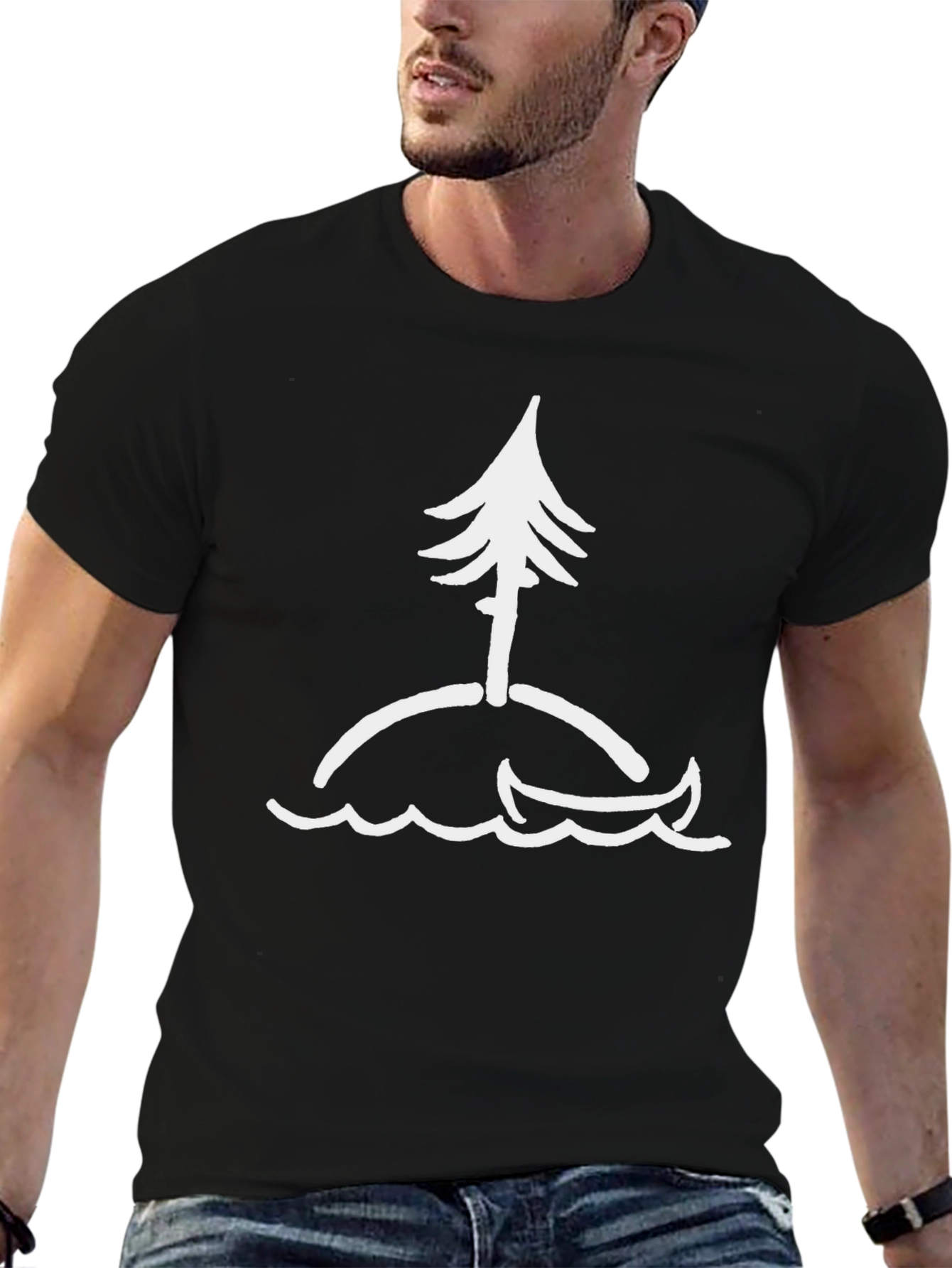 Island Adventure T-Shirt - Canoe & Pine Tree Design