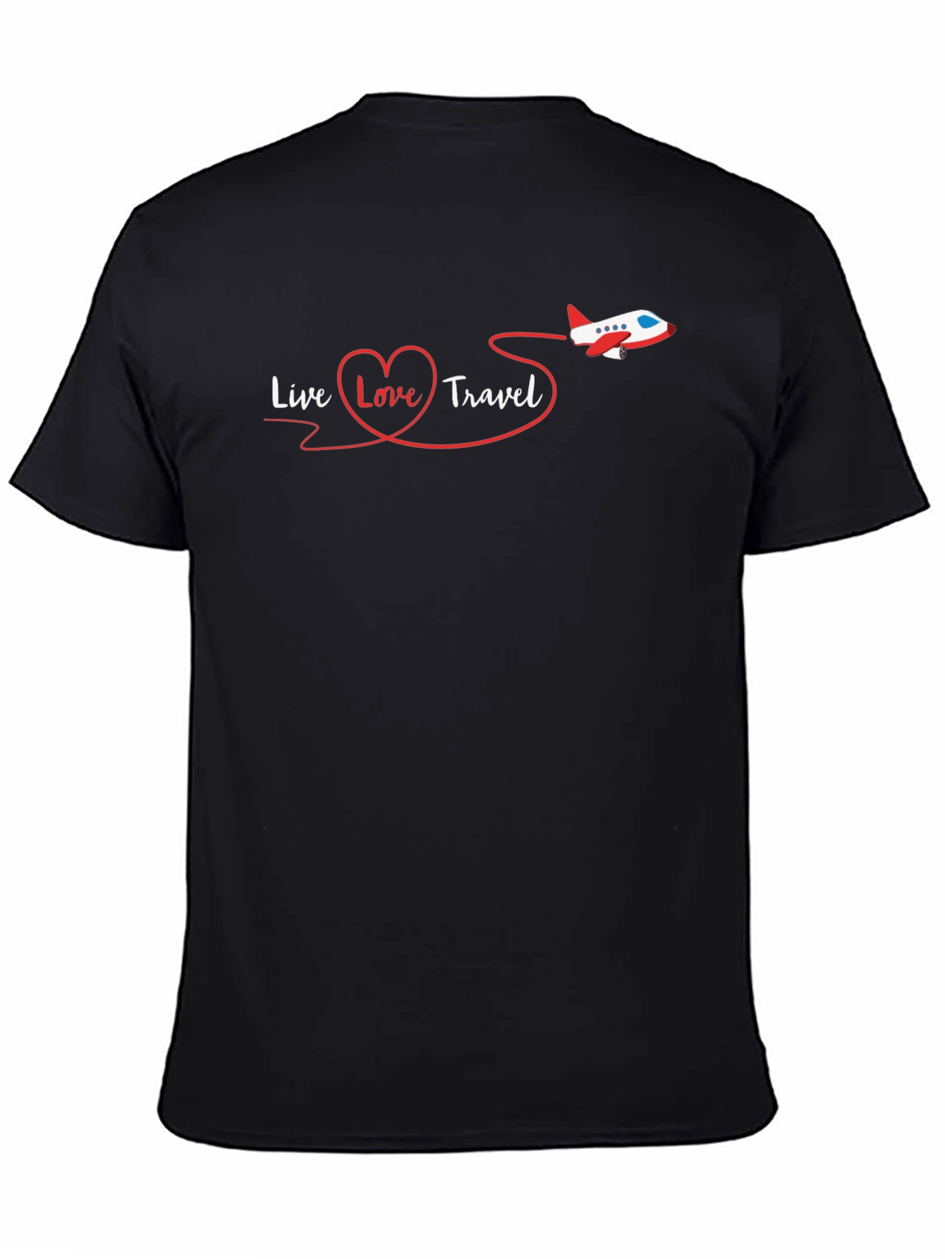 Live Love Travel Graphic Tee - Black Cotton Shirt