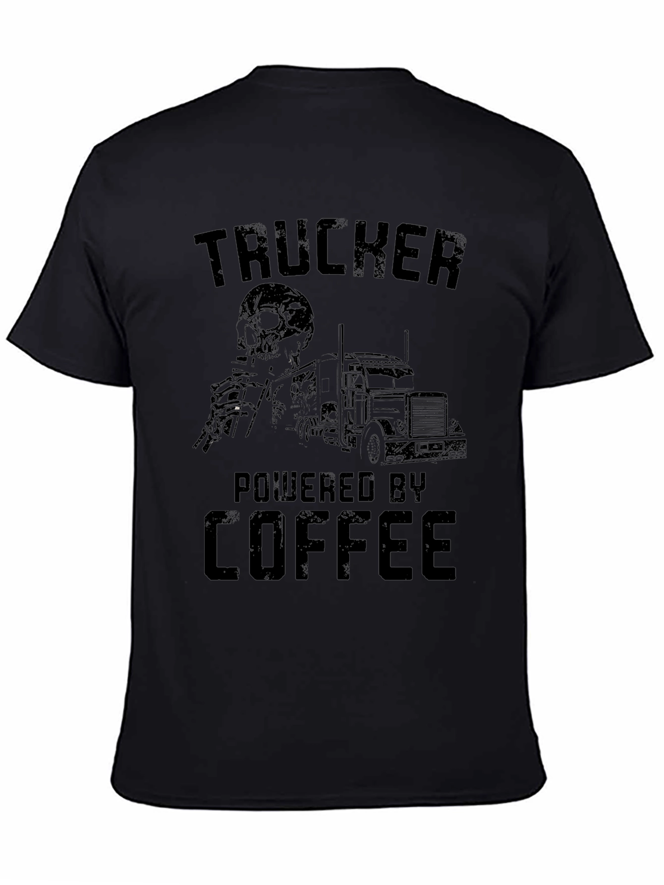 Trucker Powered by Coffee Graphic T-Shirt