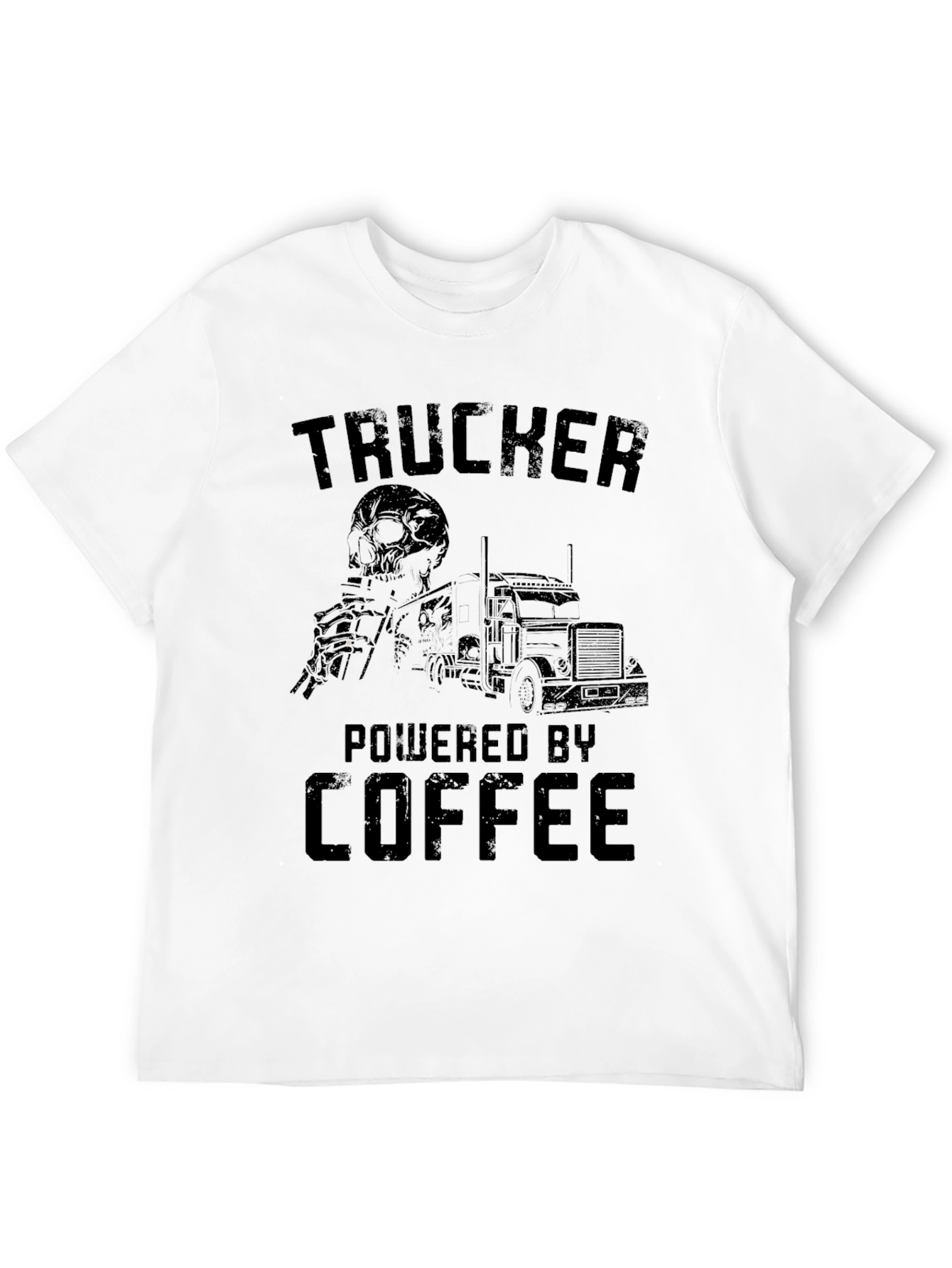 Trucker Powered by Coffee Graphic T-Shirt