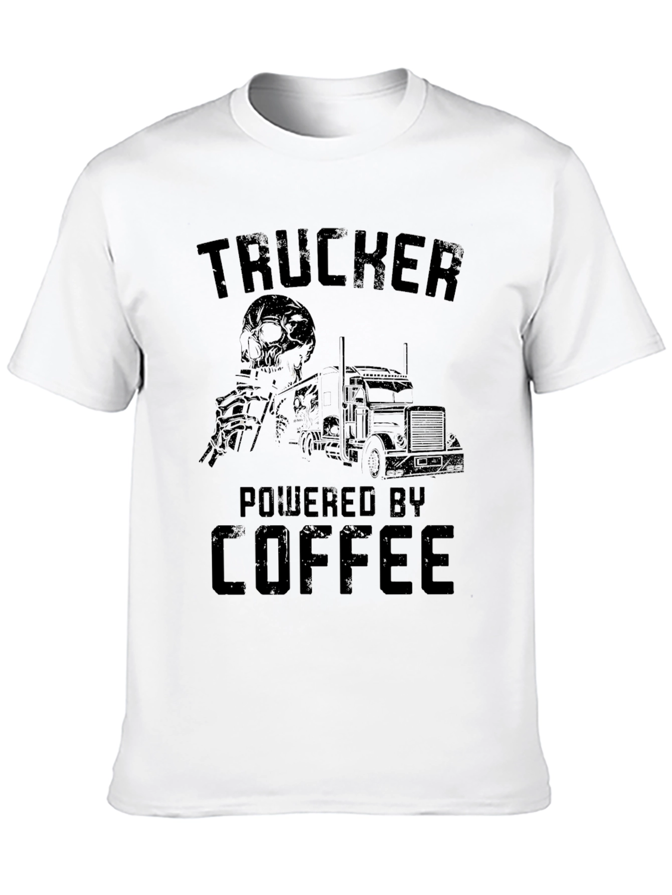 Trucker Powered by Coffee Graphic T-Shirt