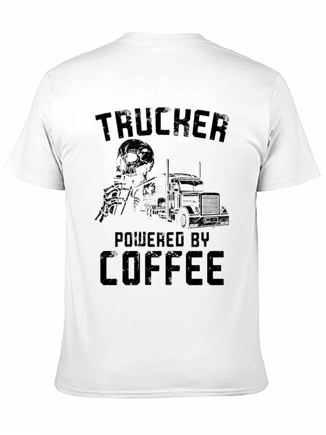 Trucker Powered by Coffee Graphic T-Shirt