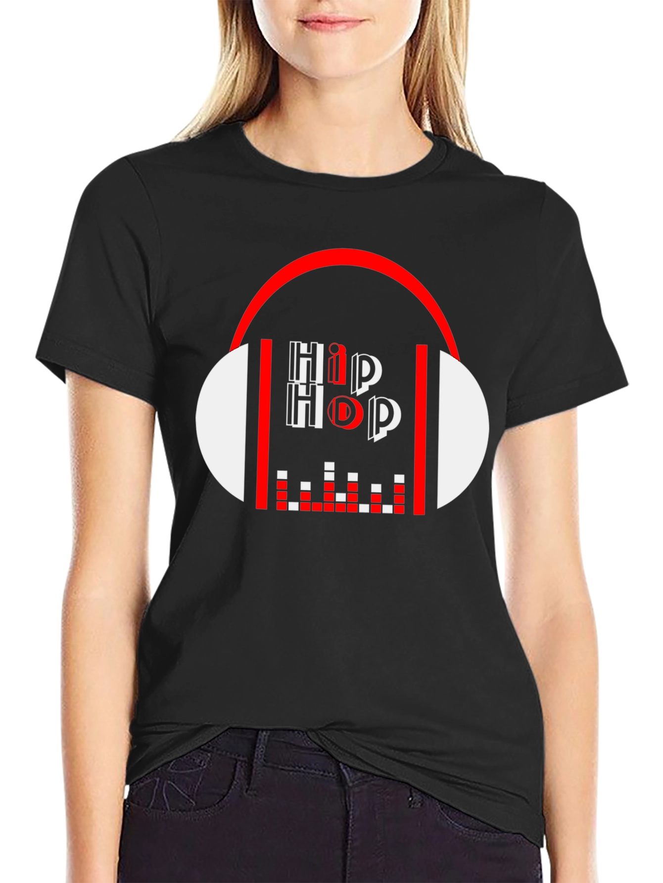 Hip Hop Graphic Tee - Black Cotton Blend