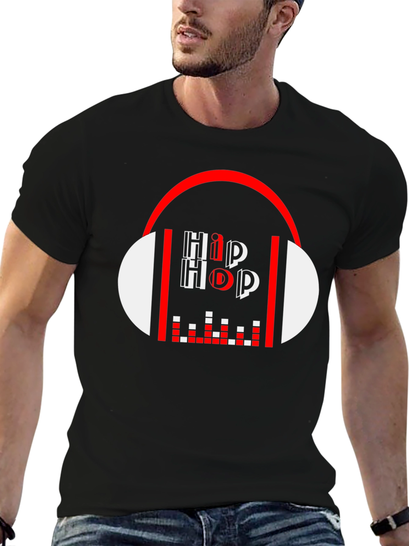 Hip Hop Graphic Tee - Black Cotton Blend