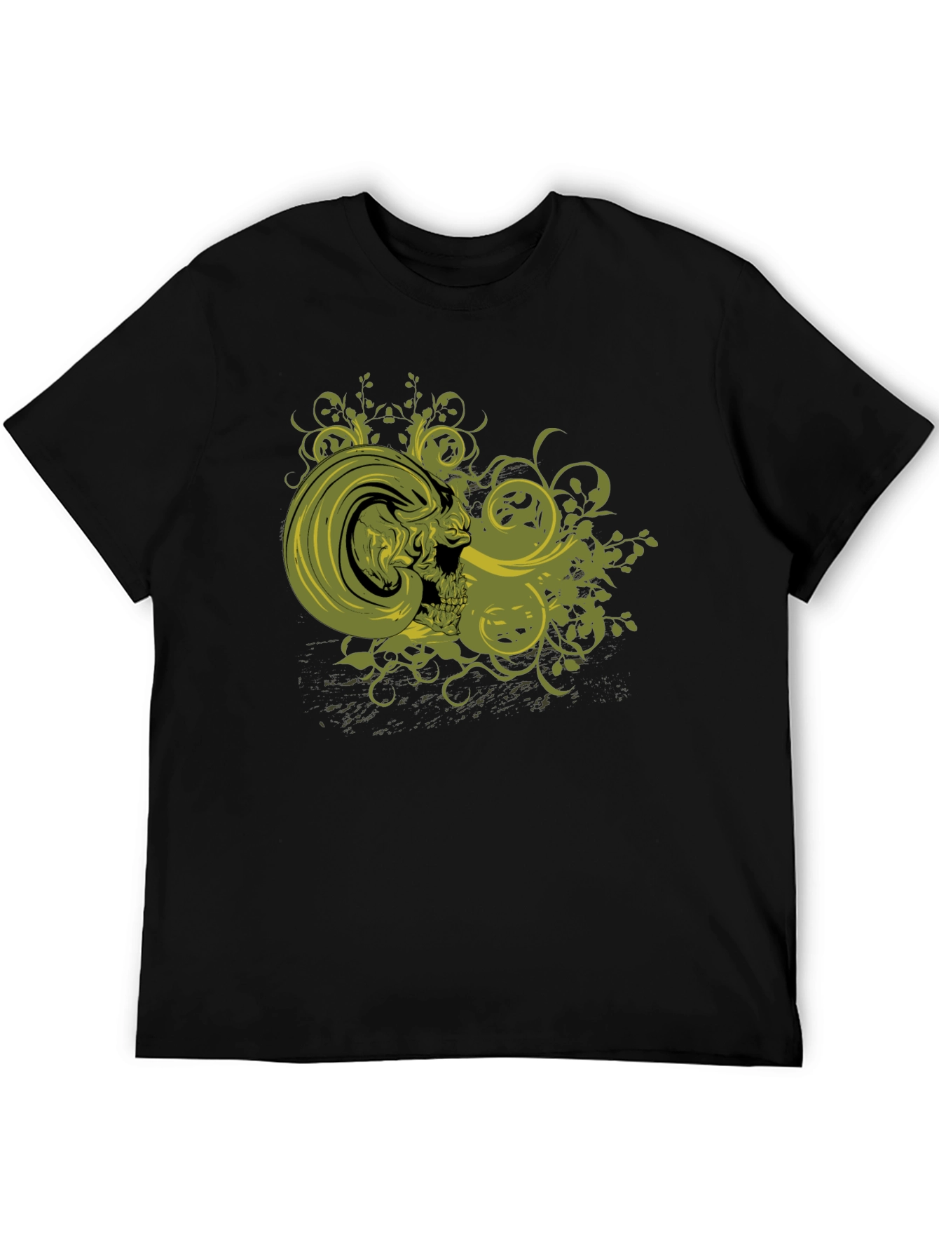 Skull & Vines Graphic Print Black T-Shirt