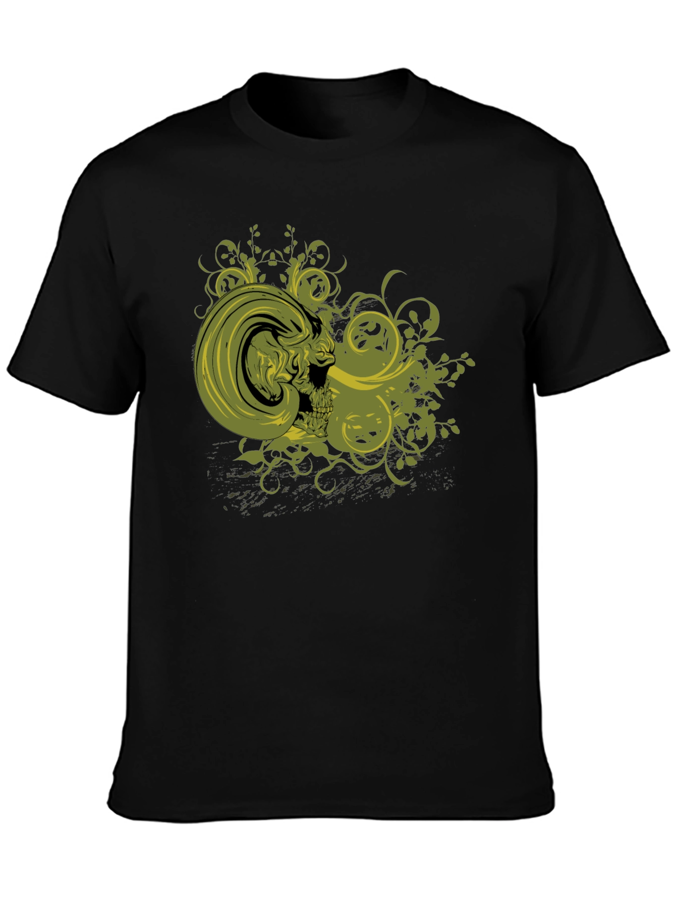 Skull & Vines Graphic Print Black T-Shirt