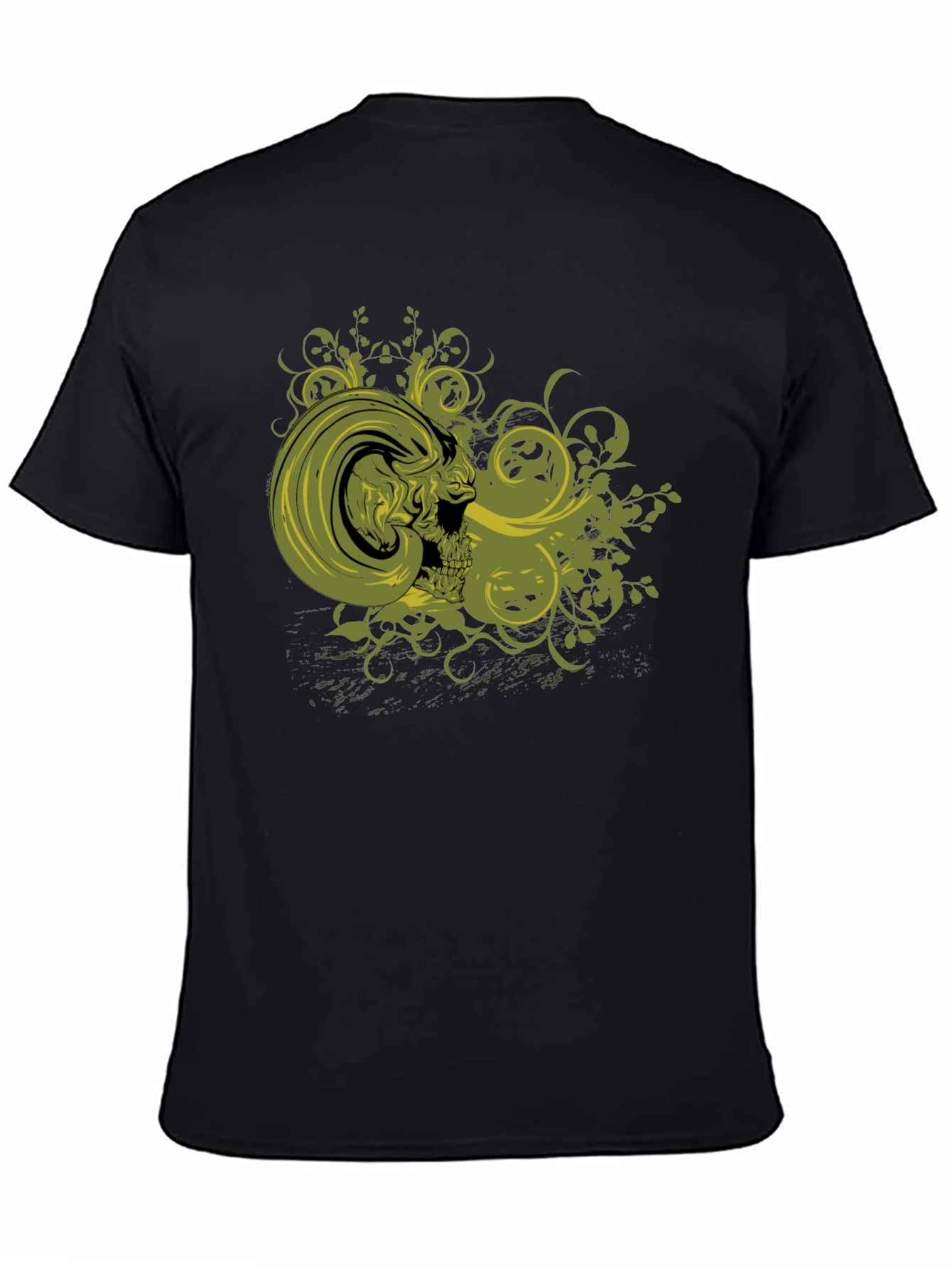 Skull & Vines Graphic Print Black T-Shirt