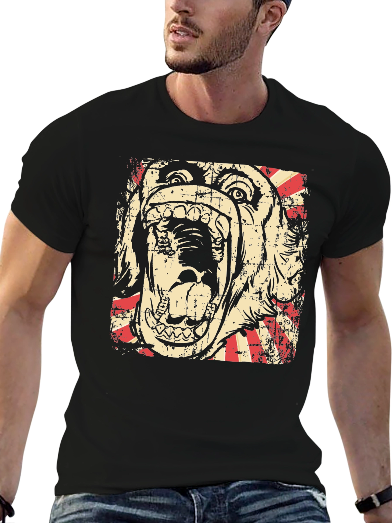 Graphic Tee - Bulldog Scream Design - Black