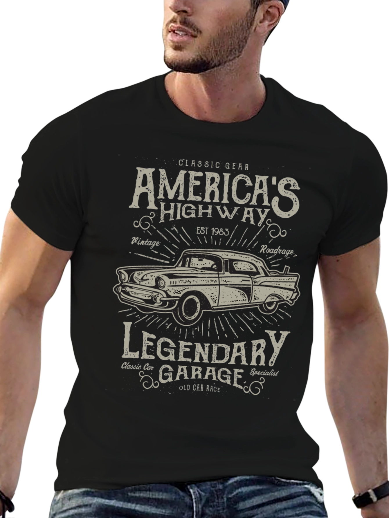 Americas Highway Legendary Garage Graphic T-Shirt