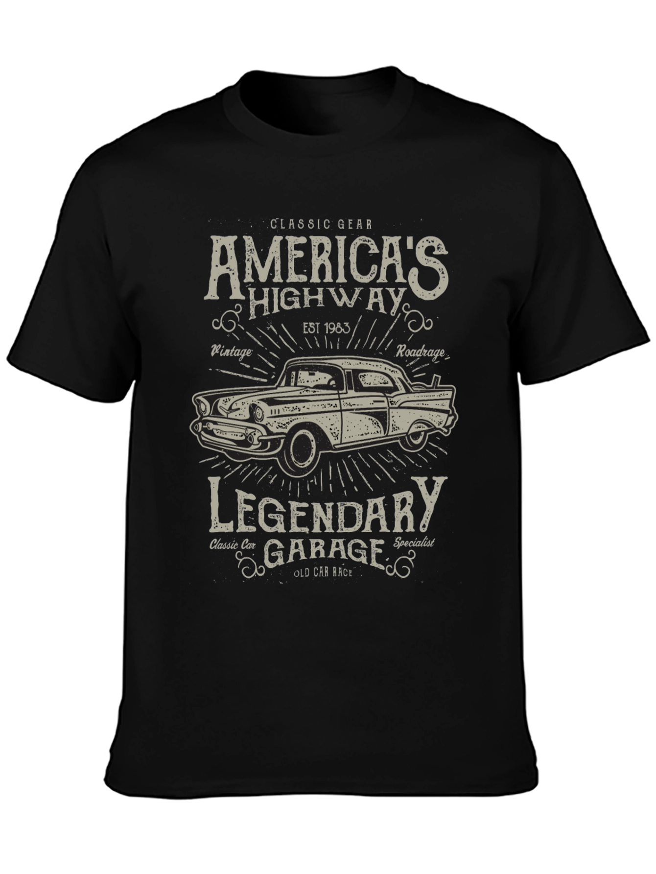 Americas Highway Legendary Garage Graphic T-Shirt