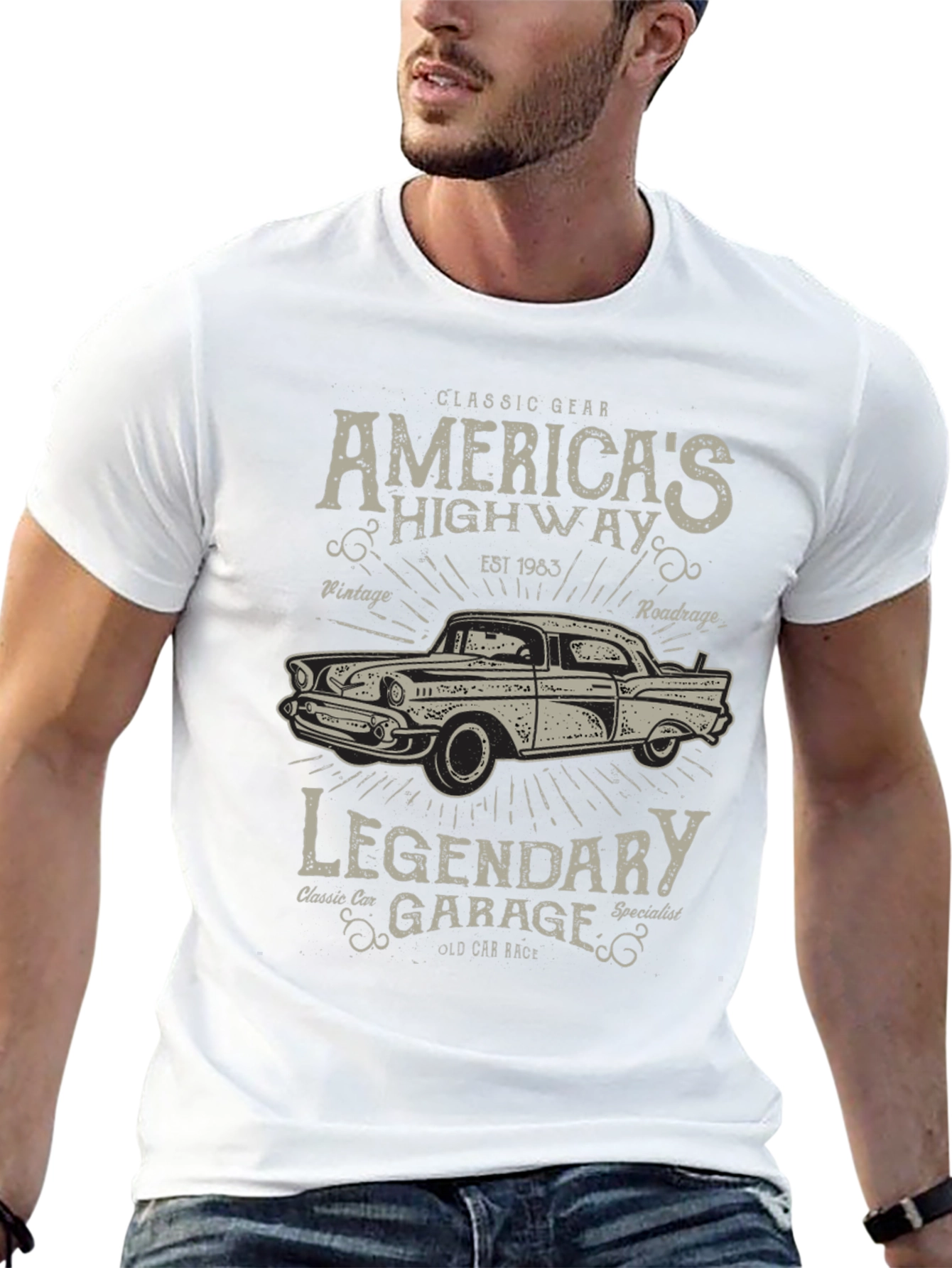 Americas Highway Legendary Garage Graphic T-Shirt