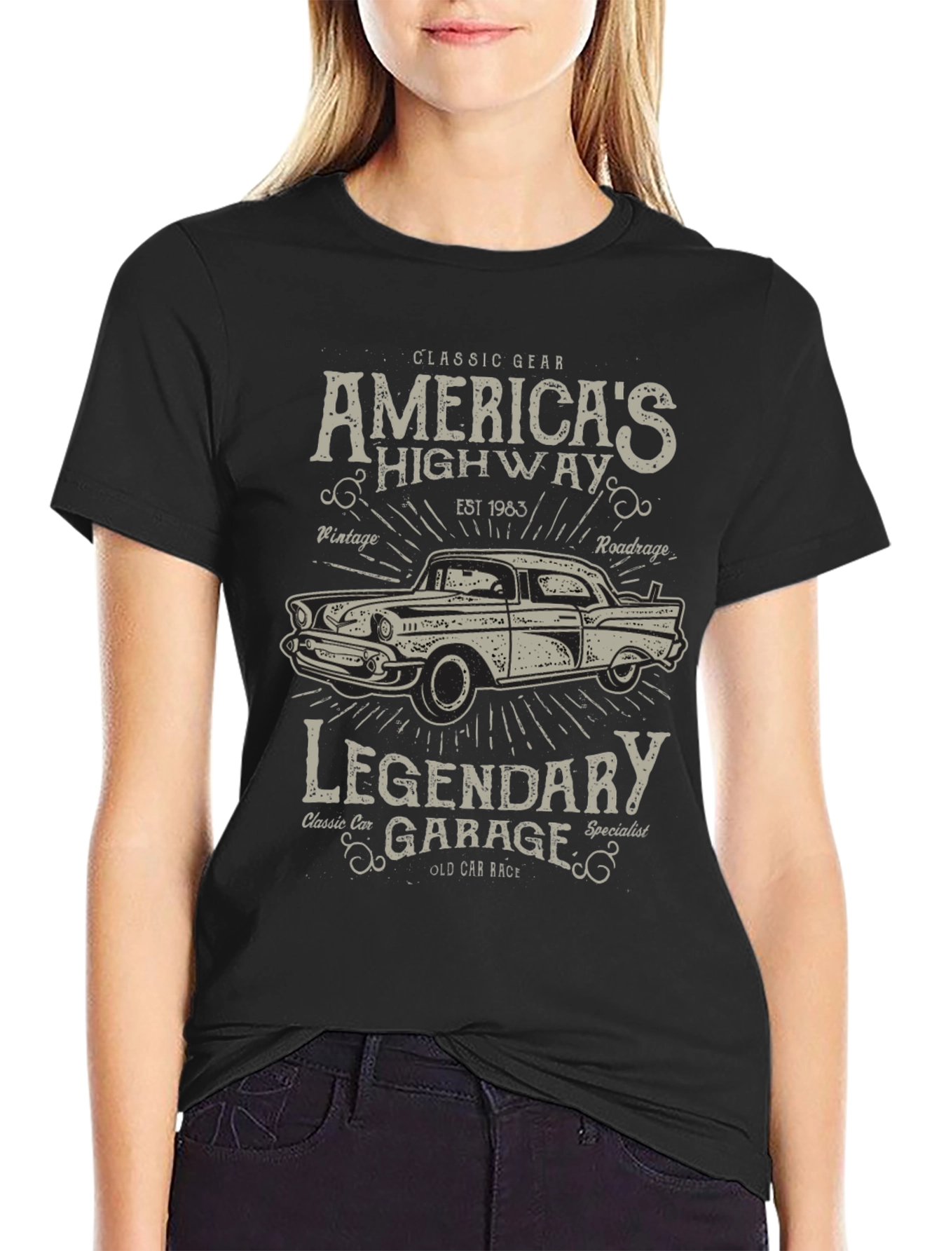 Americas Highway Legendary Garage Graphic T-Shirt