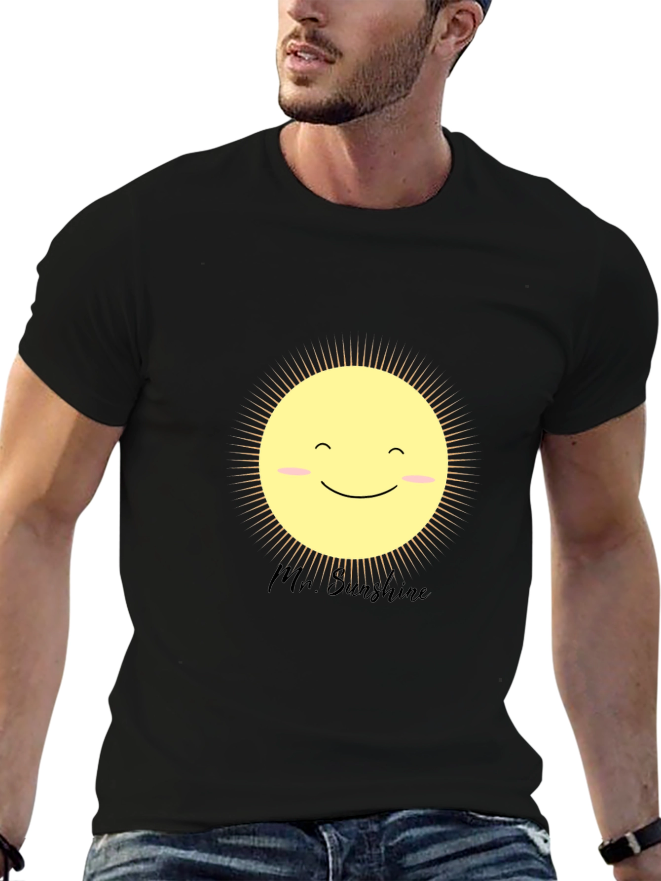 Mr. Sunshine Graphic Tee - Black Cotton T-Shirt