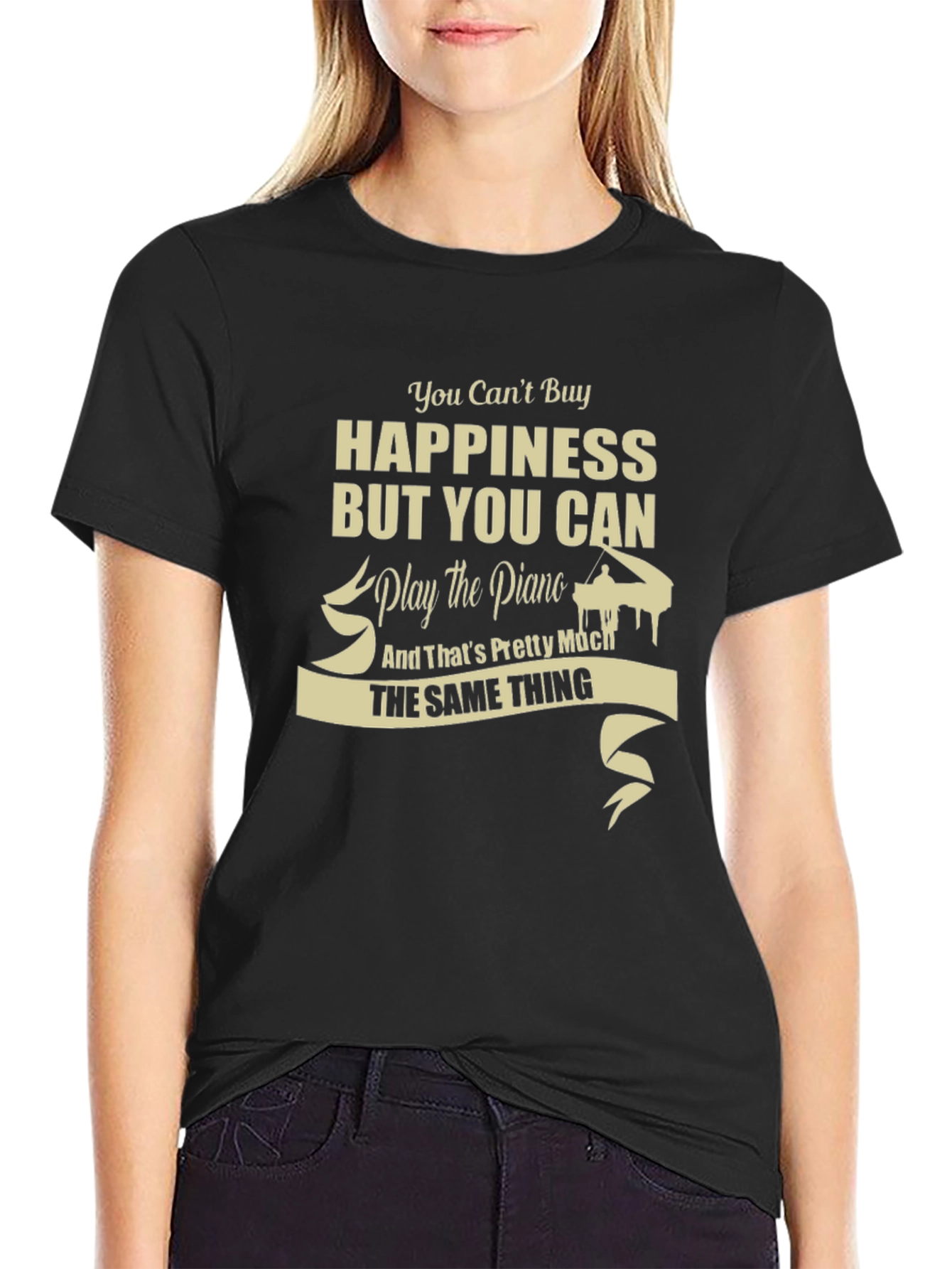 Happiness Piano T-Shirt - Musical Gift