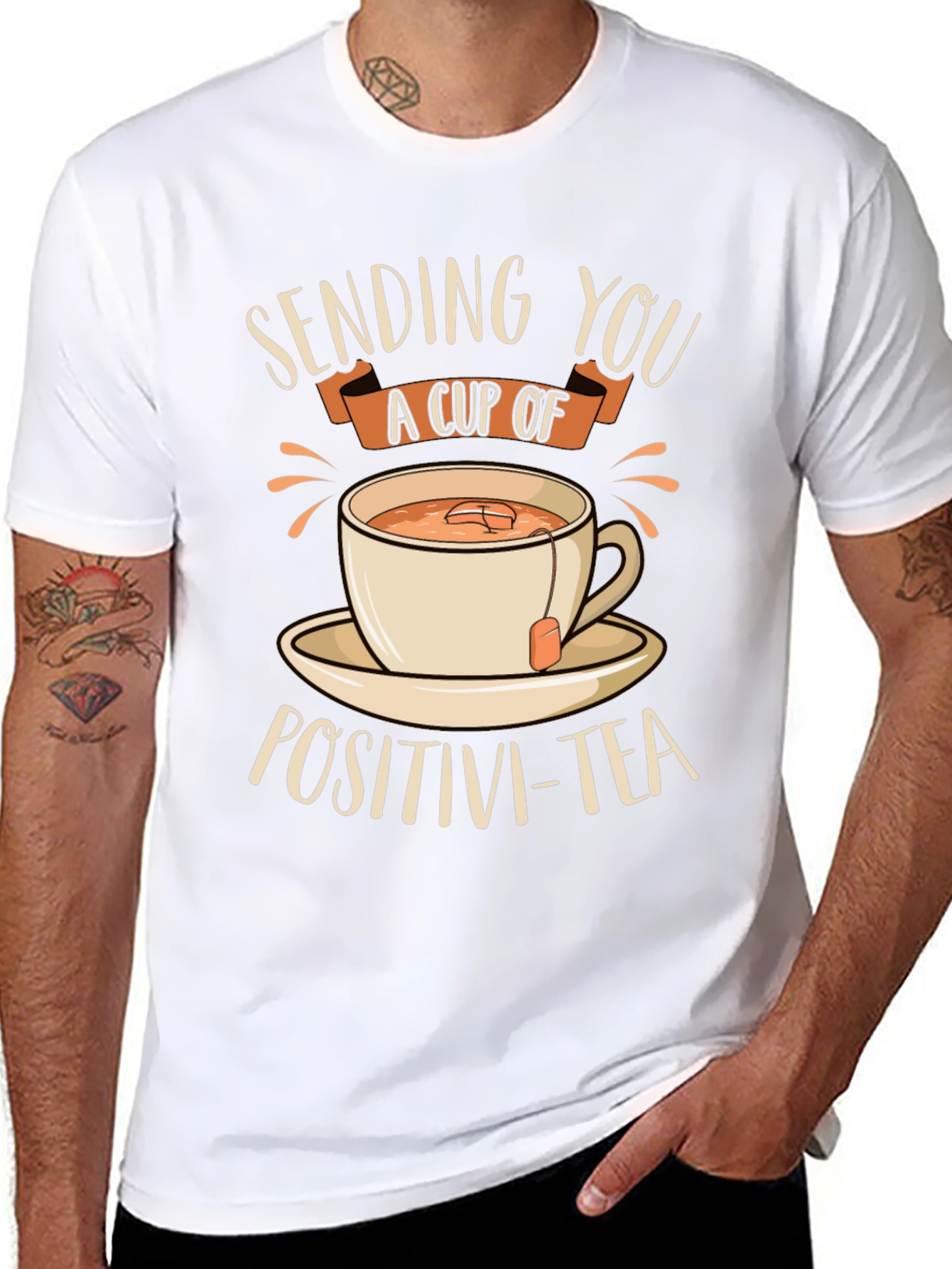 Sending You Positivi-Tea Black Graphic T-Shirt