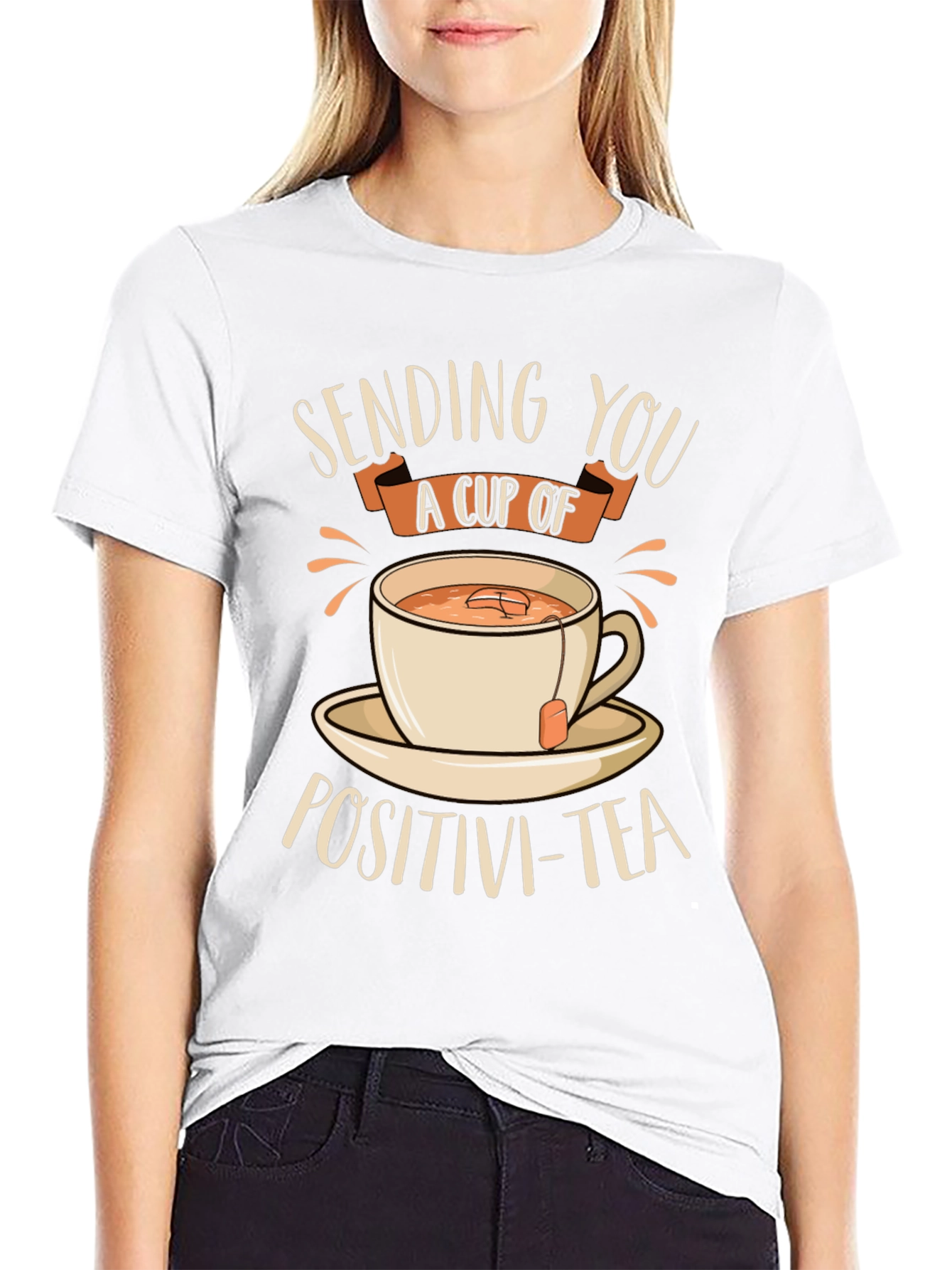 Sending You Positivi-Tea Black Graphic T-Shirt