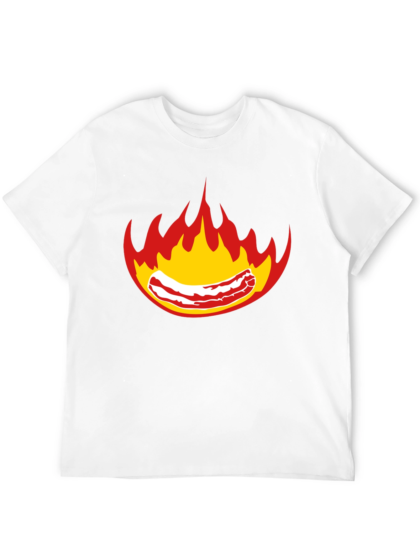 Flaming Bacon Graphic T-Shirt - Bold Black Tee