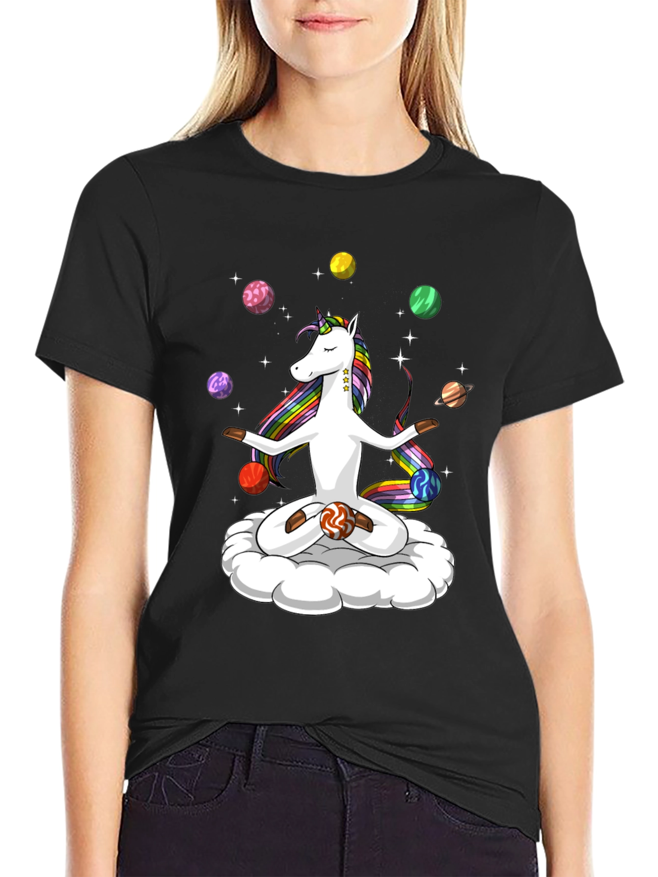 Unicorn Yoga Planet Juggling T-Shirt