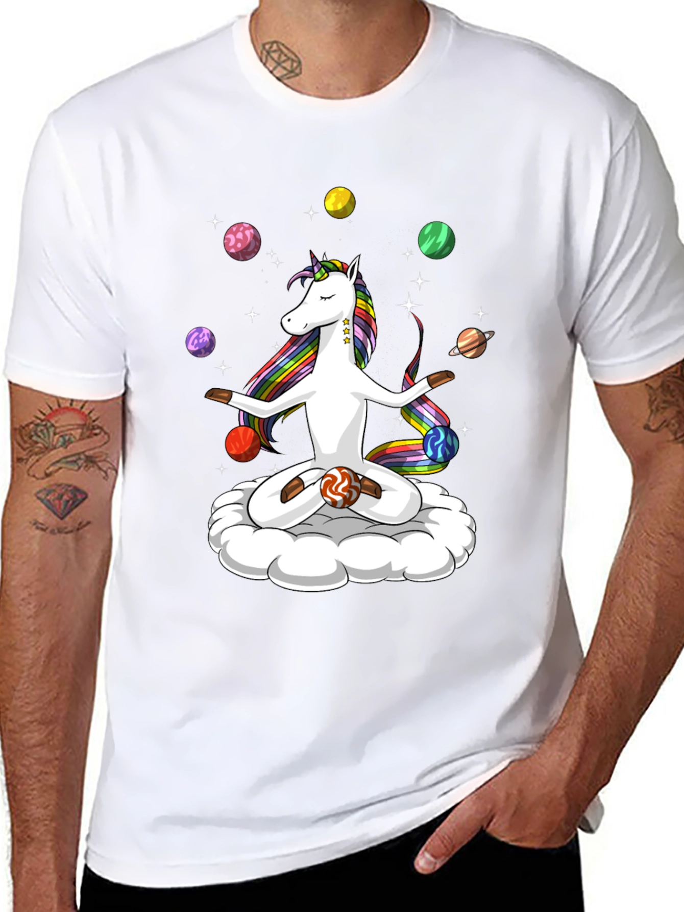 Unicorn Yoga Planet Juggling T-Shirt