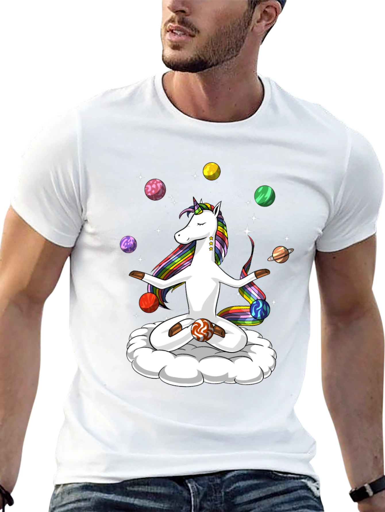 Unicorn Yoga Planet Juggling T-Shirt