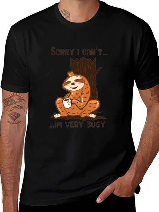 Funny Sloth Coffee Black T-Shirt - Sorry I Cant Im Very Busy