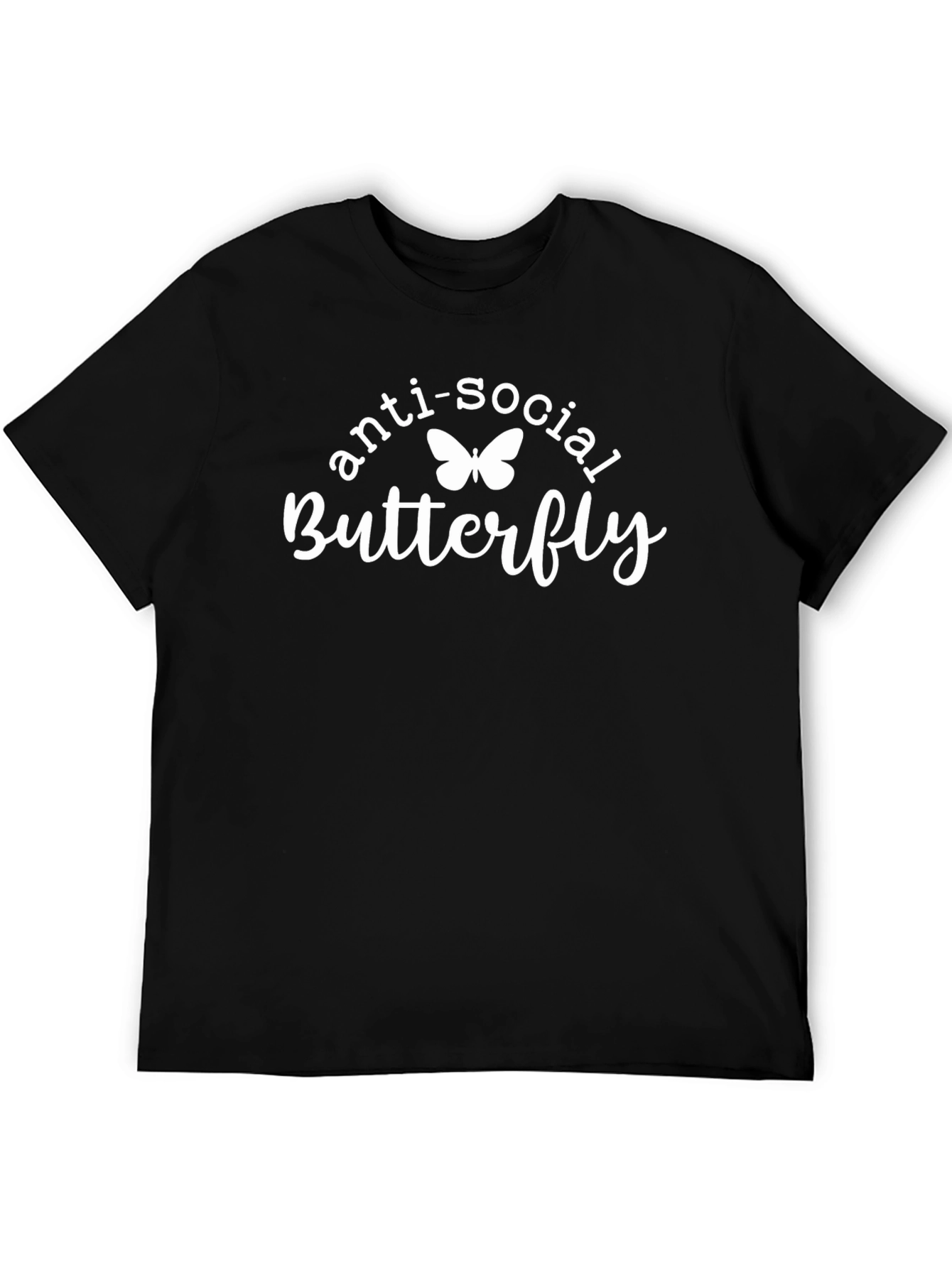 Anti-Social Butterfly Black Graphic T-Shirt