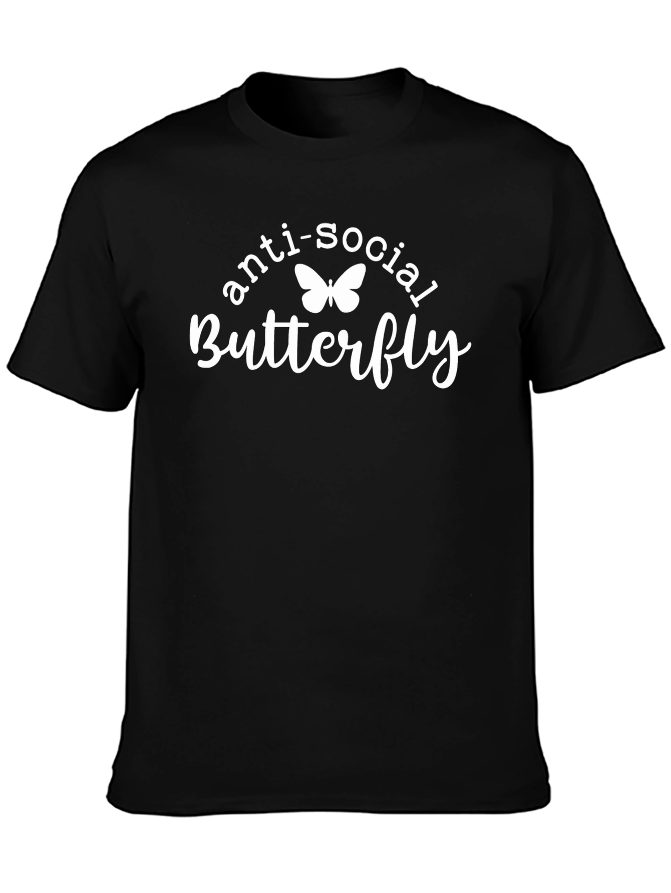 Anti-Social Butterfly Black Graphic T-Shirt