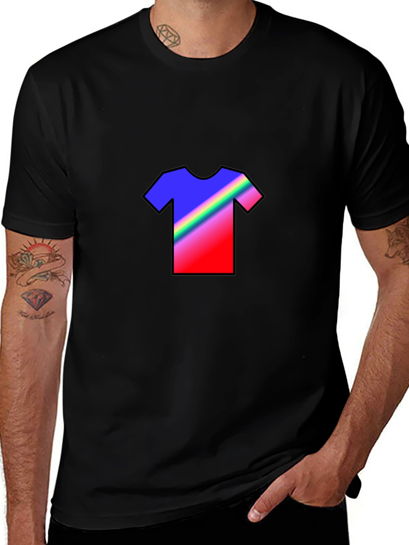Rainbow Graphic Tee - Mens Black T-Shirt
