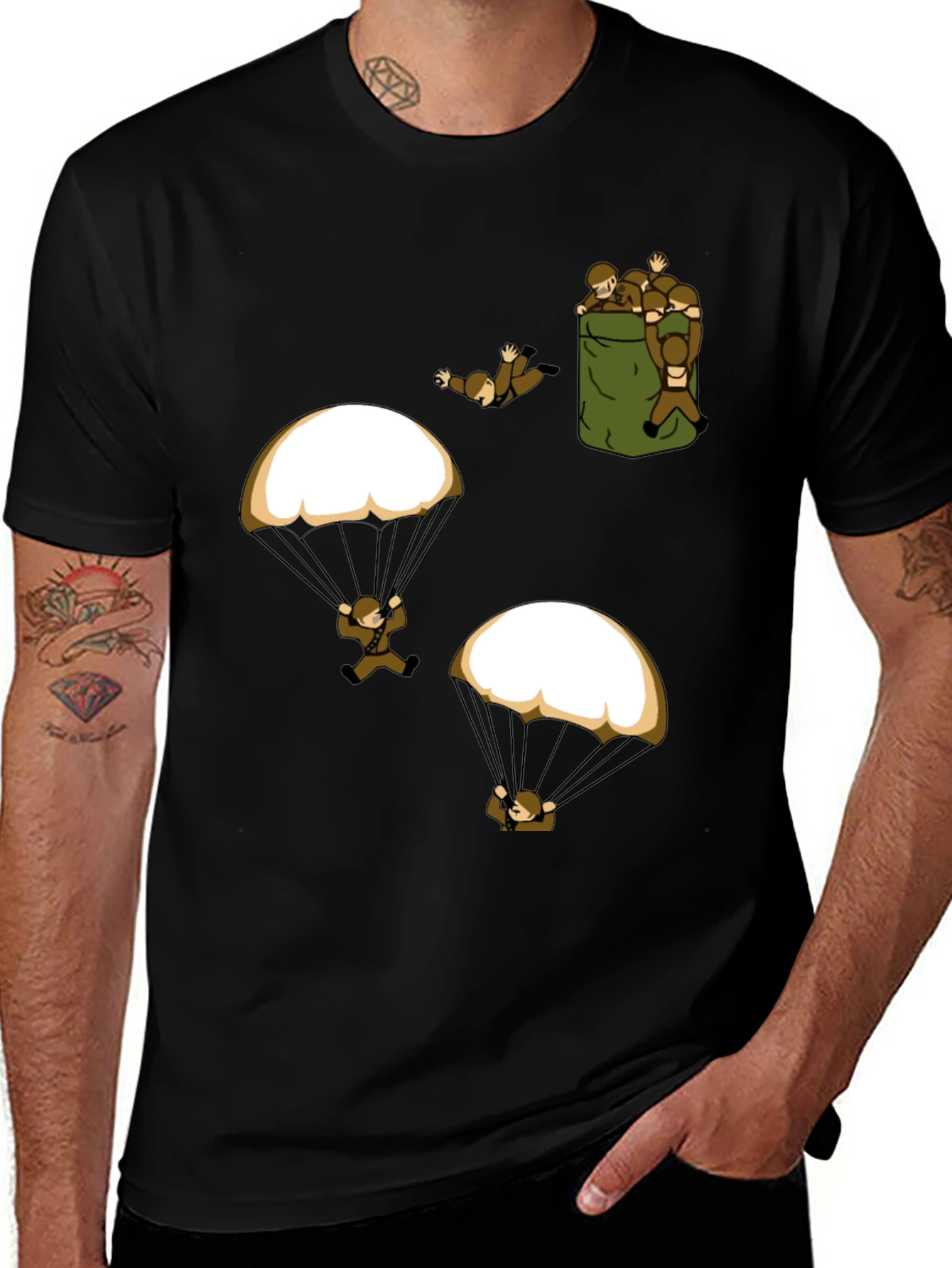 Paratrooper Graphic T-Shirt - Funny Military Design