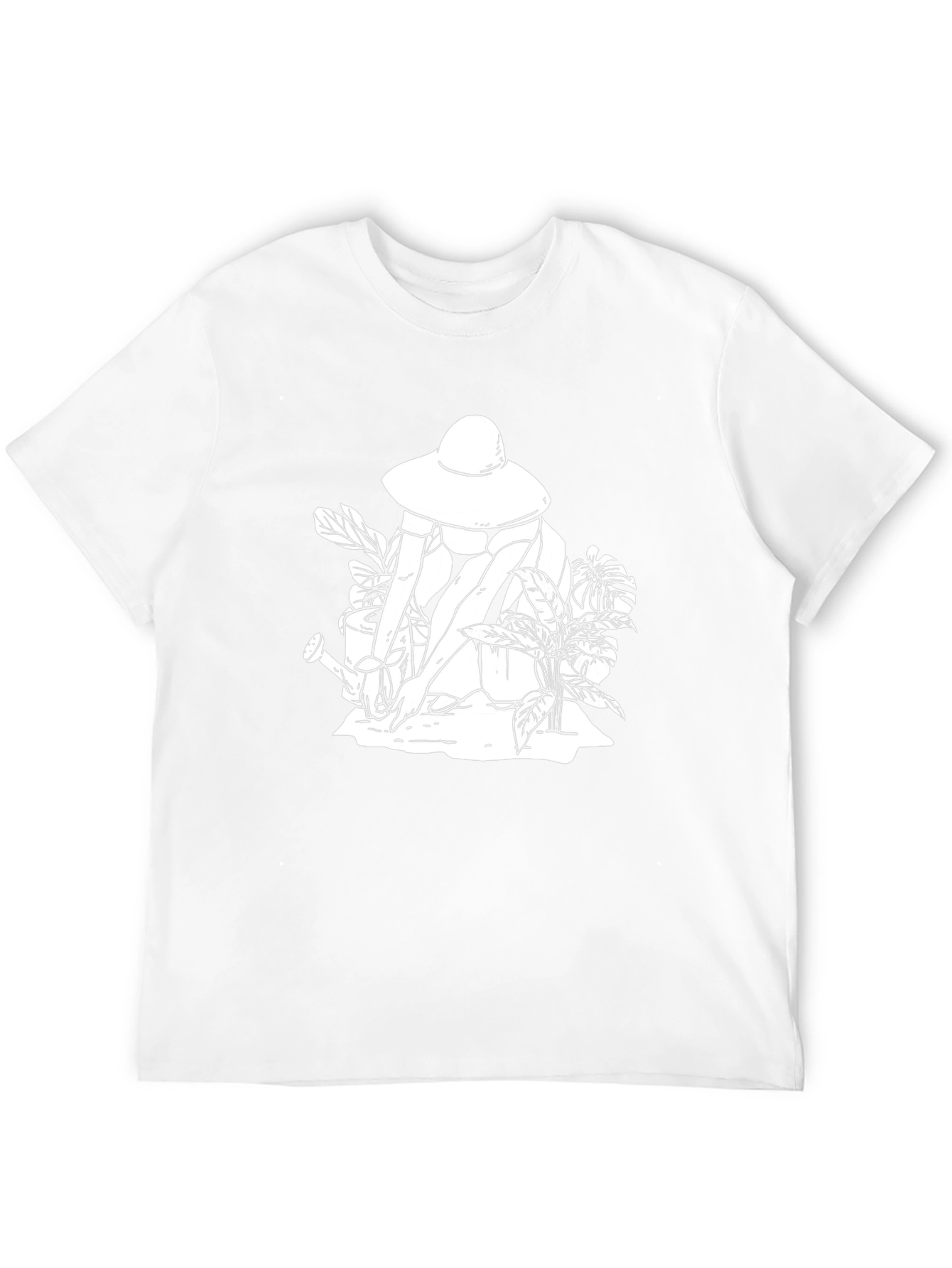 Black Graphic Tee: Gardening Woman