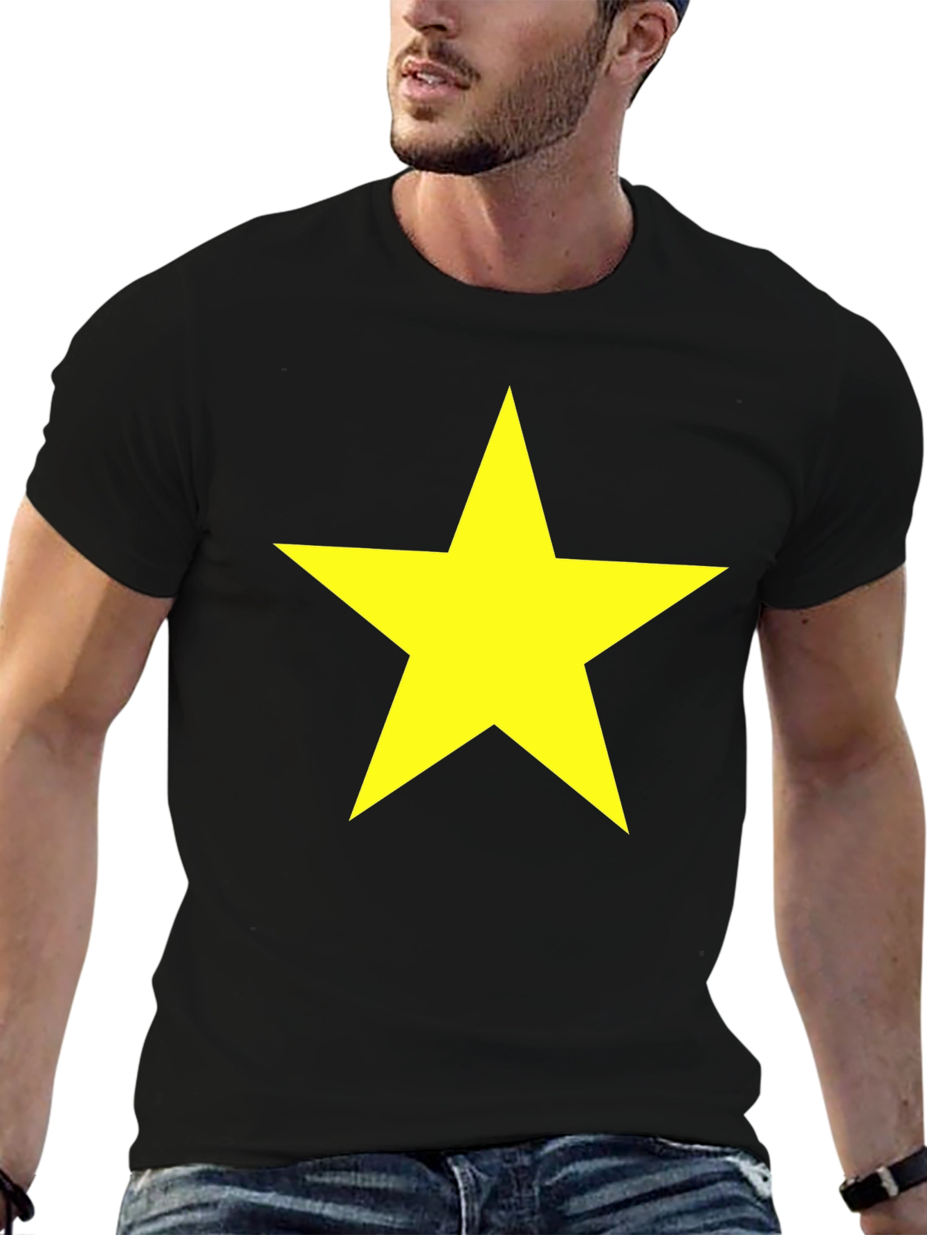 Bold Star Graphic Tee - Classic Crew Neck T-Shirt
