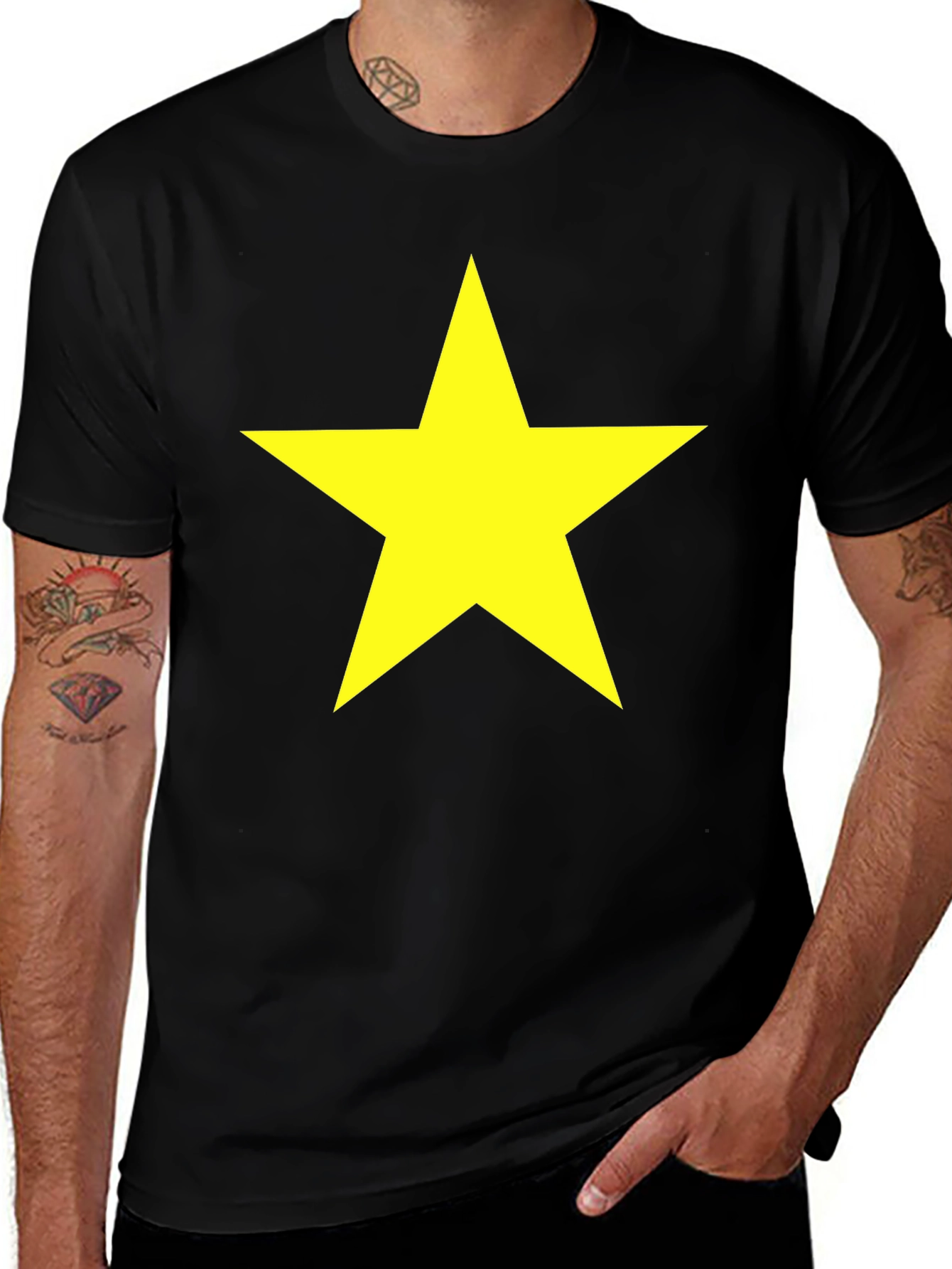 Bold Star Graphic Tee - Classic Crew Neck T-Shirt