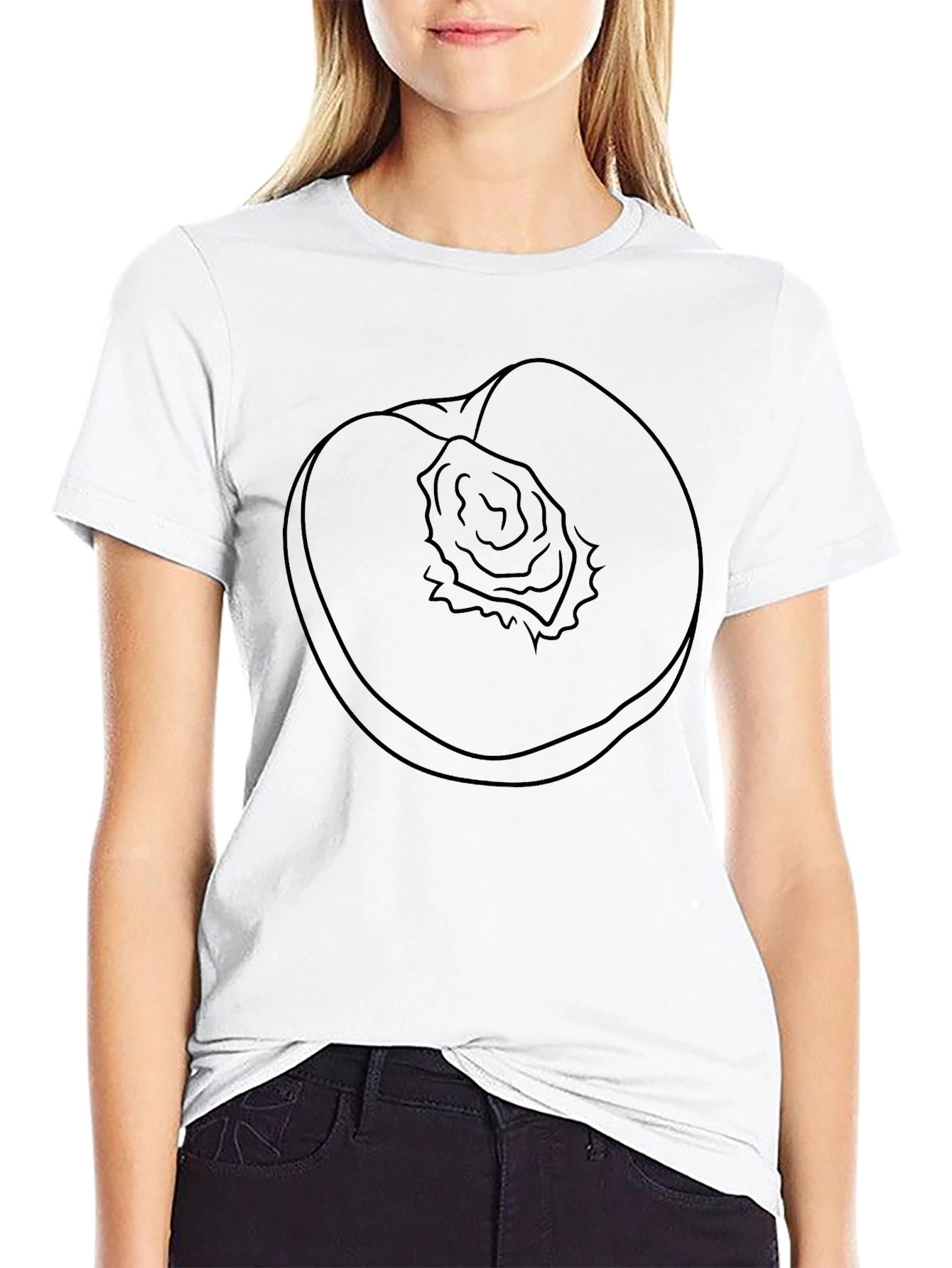Peach Graphic Black T-Shirt
