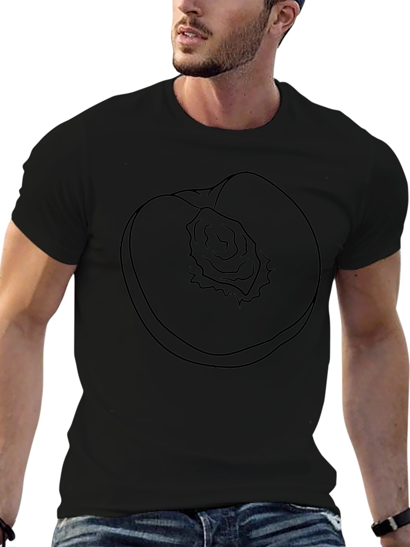 Peach Graphic Black T-Shirt