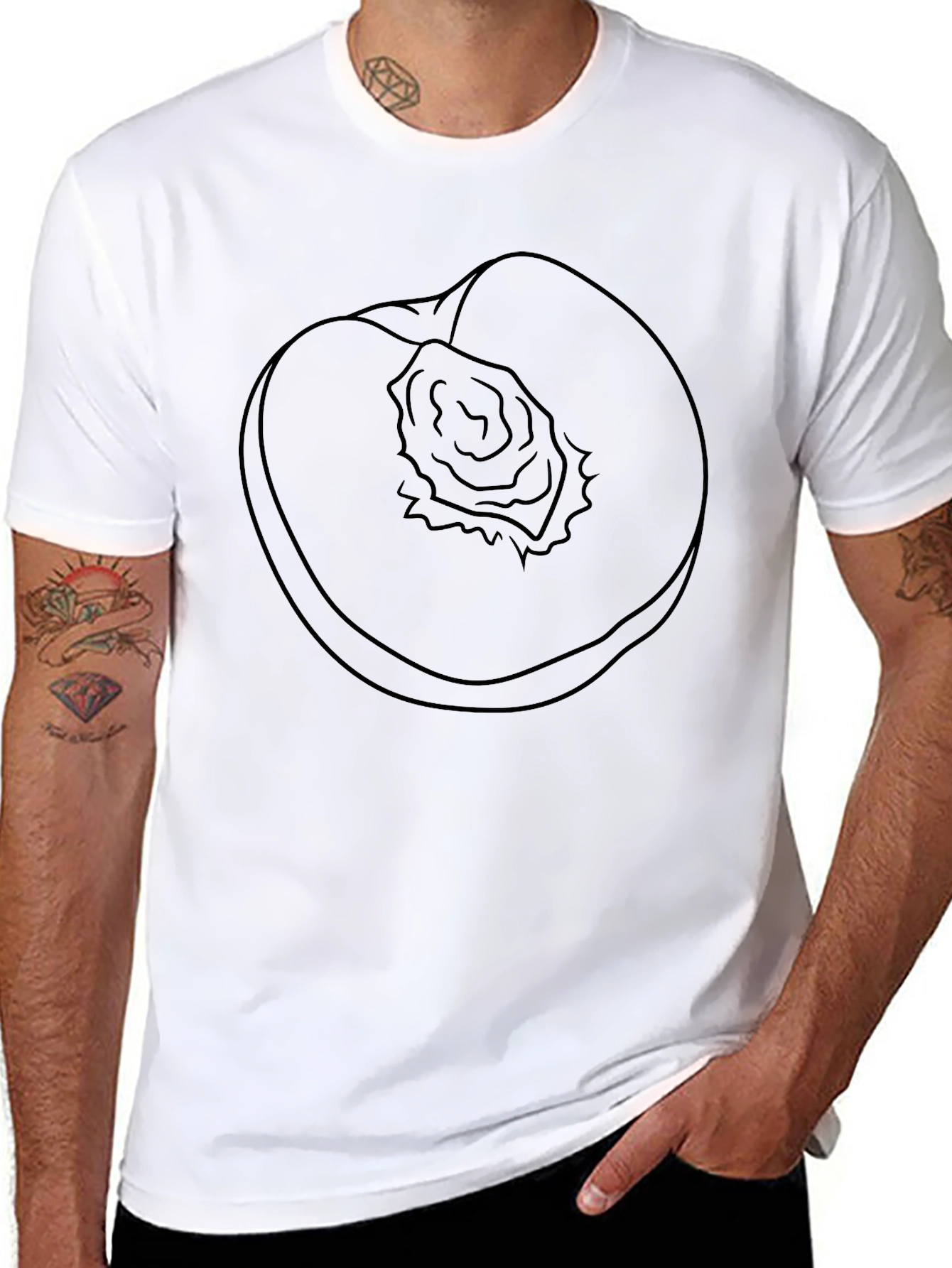 Peach Graphic Black T-Shirt