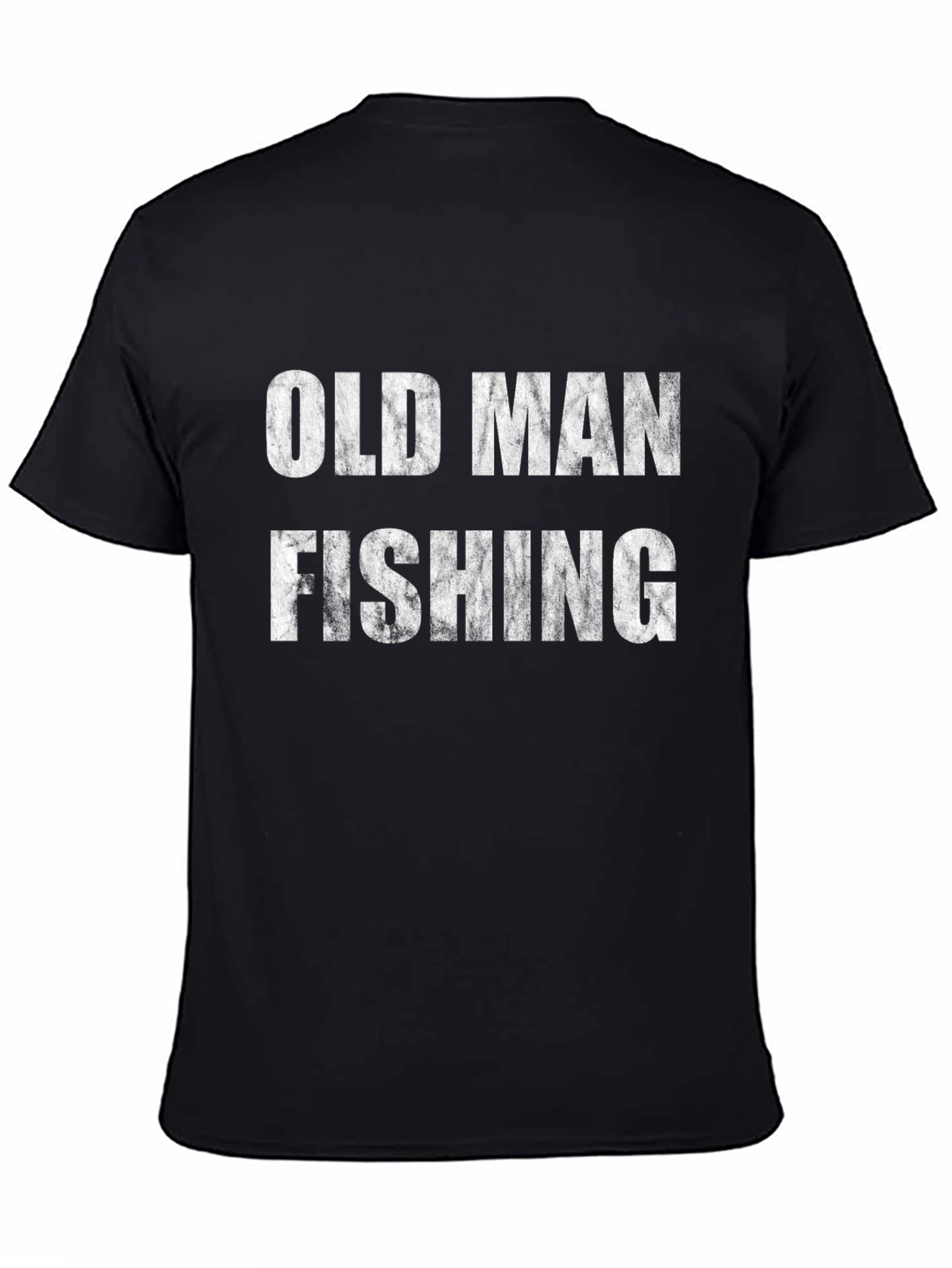 Old Man Fishing Black T-Shirt