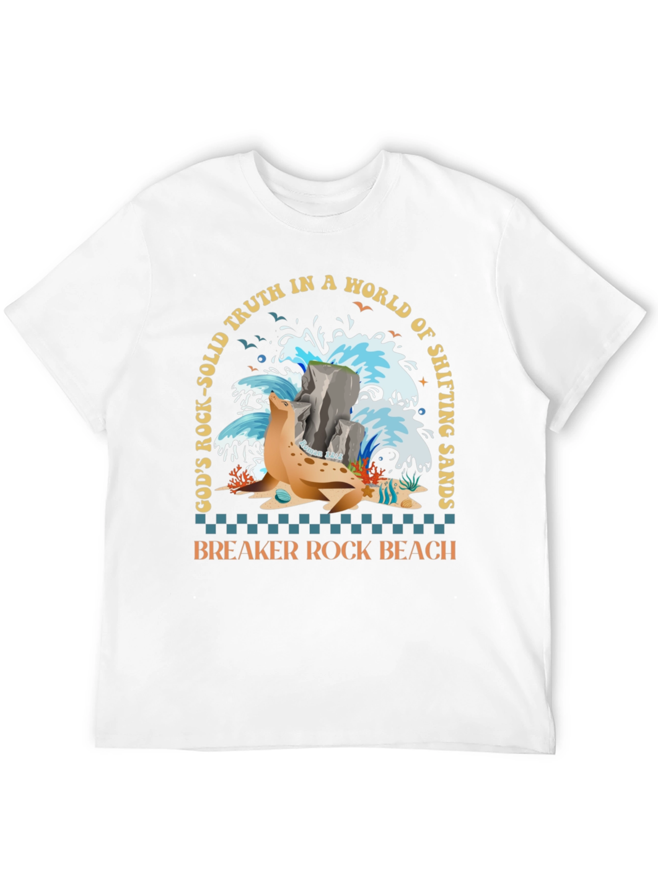 Breaker Rock Beach T-Shirt: Gods Truth in Shifting Sands