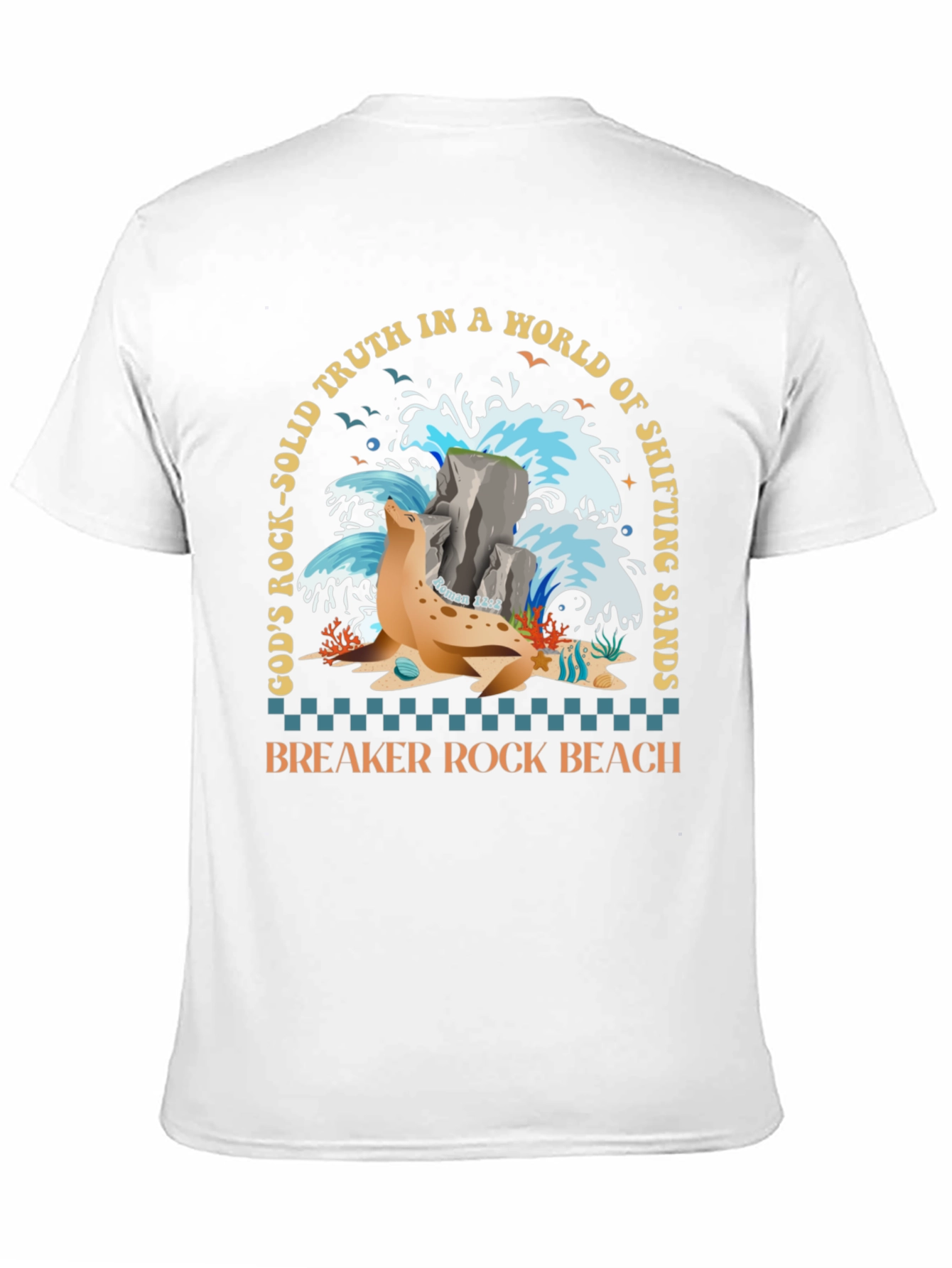 Breaker Rock Beach T-Shirt: Gods Truth in Shifting Sands