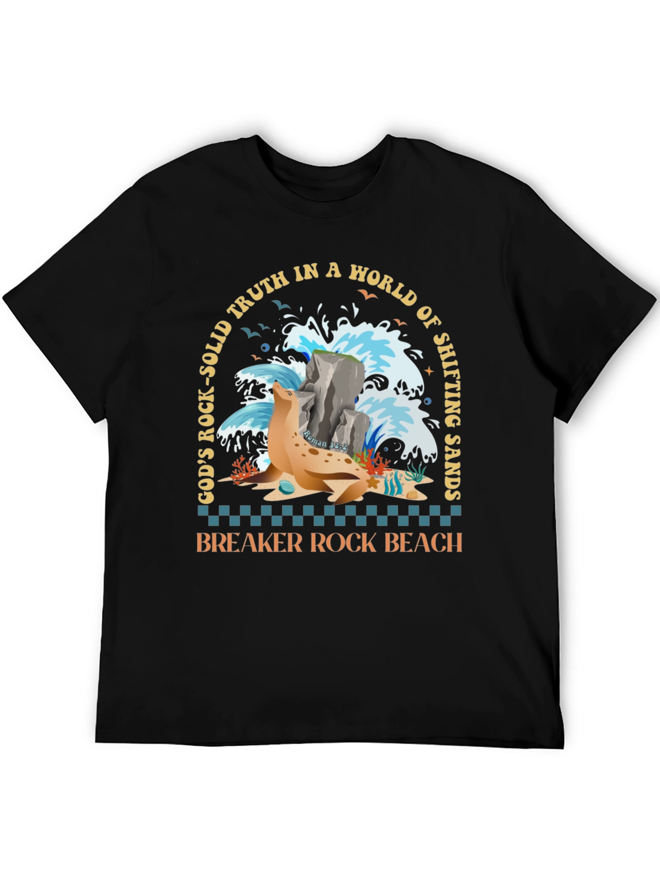 Breaker Rock Beach T-Shirt: Gods Truth in Shifting Sands