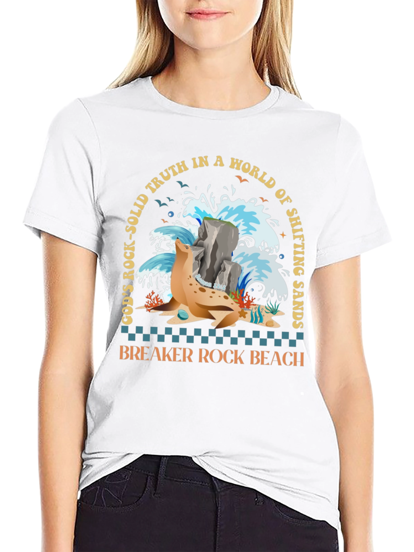 Breaker Rock Beach T-Shirt: Gods Truth in Shifting Sands