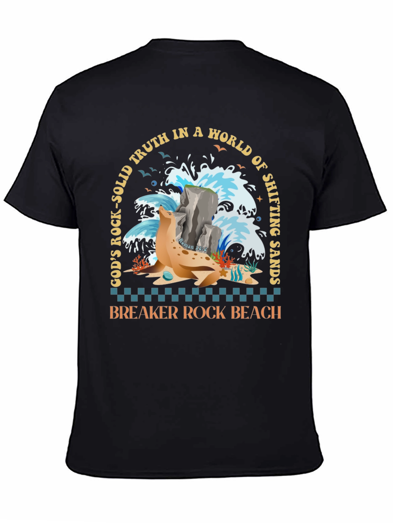 Breaker Rock Beach T-Shirt: Gods Truth in Shifting Sands