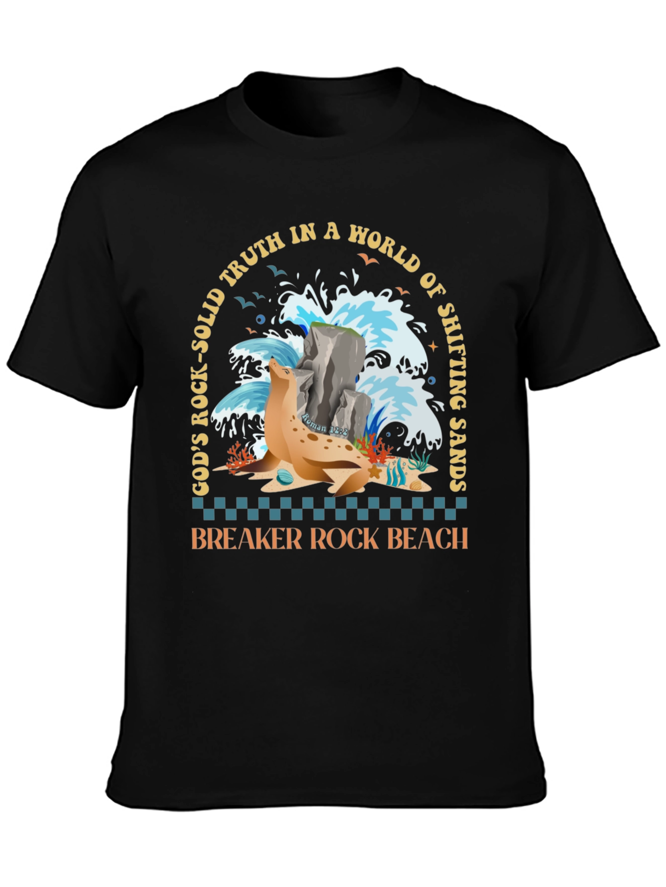 Breaker Rock Beach T-Shirt: Gods Truth in Shifting Sands