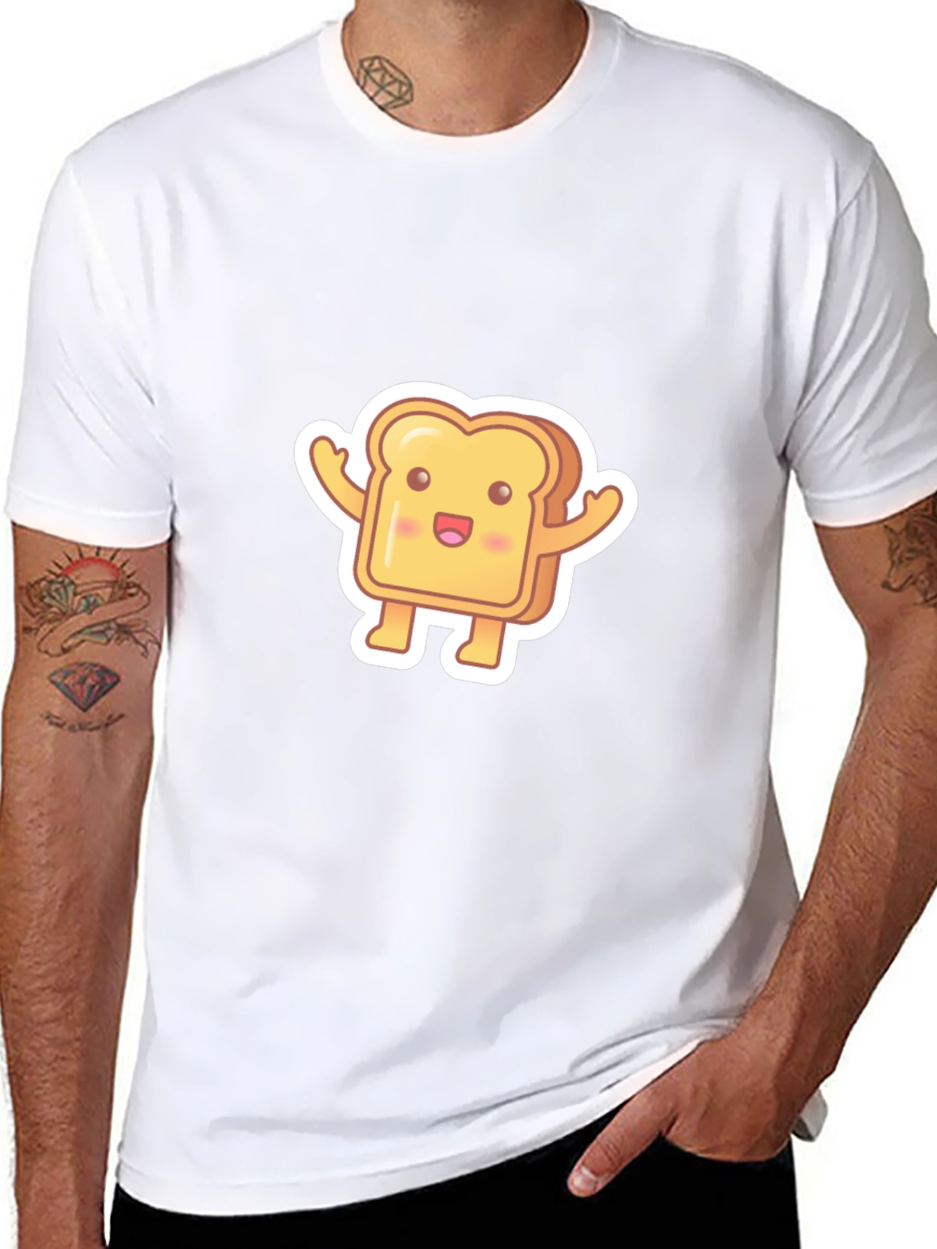 Cute Toast Cartoon Black T-Shirt